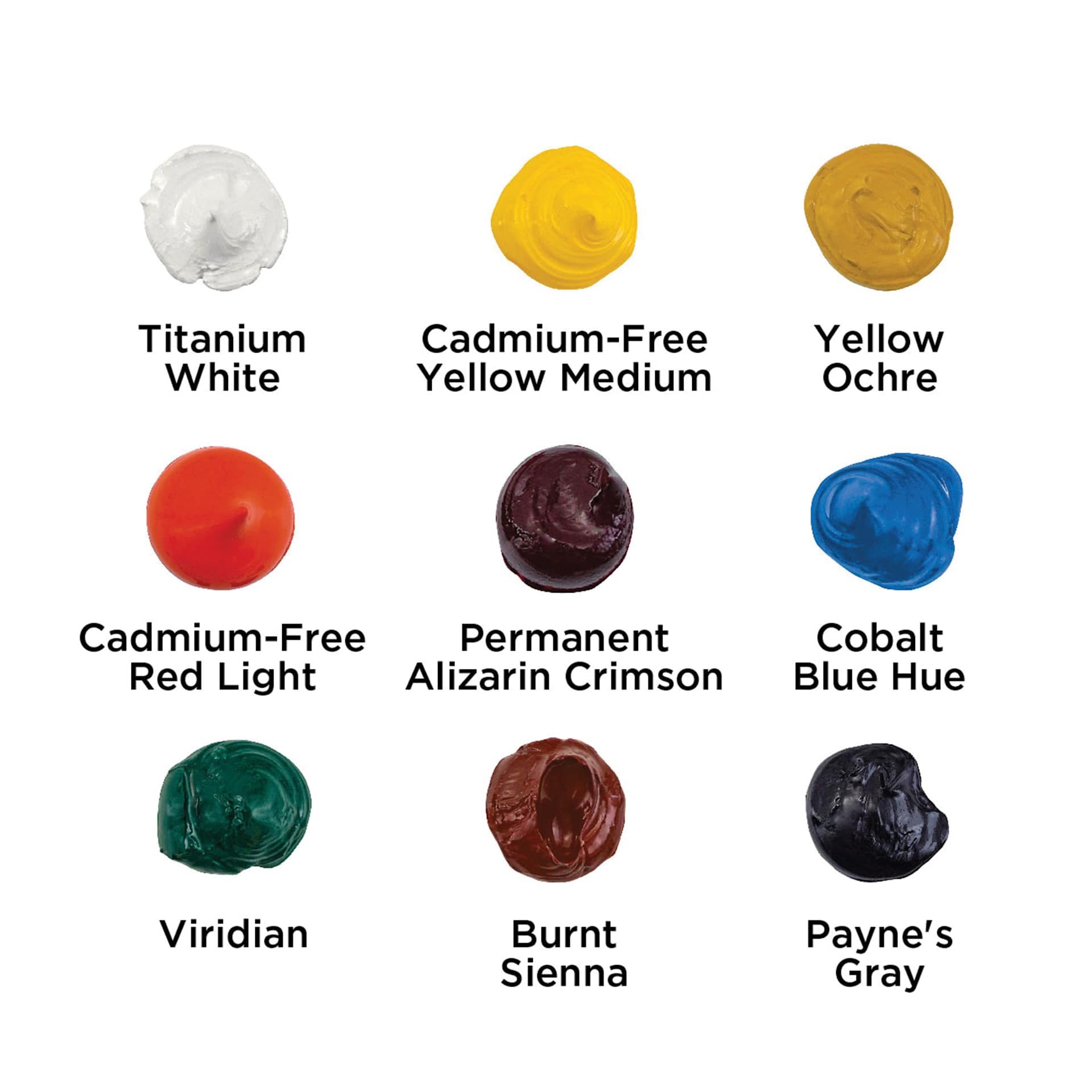 Utrecht Artists' Oil Paint Set - Portrait Set of 9, swatches
