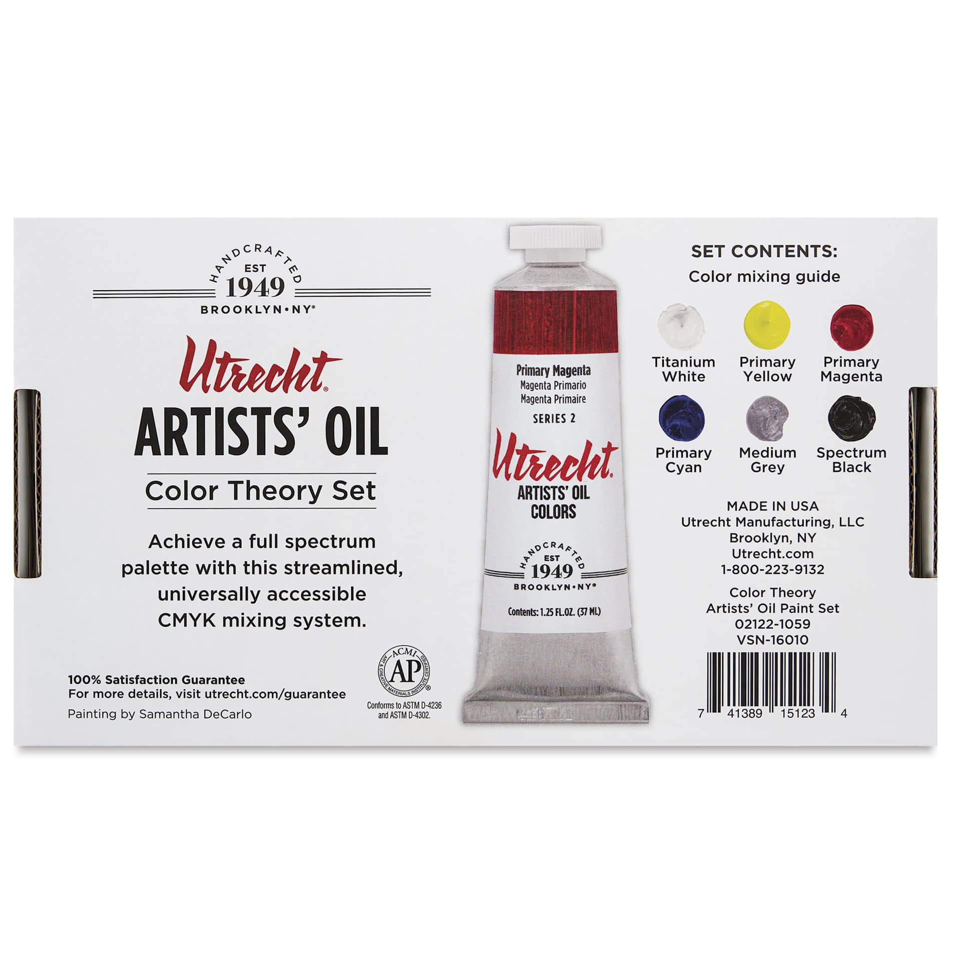 Utrecht Artists' Oil Paint Set - Color Theory back of package