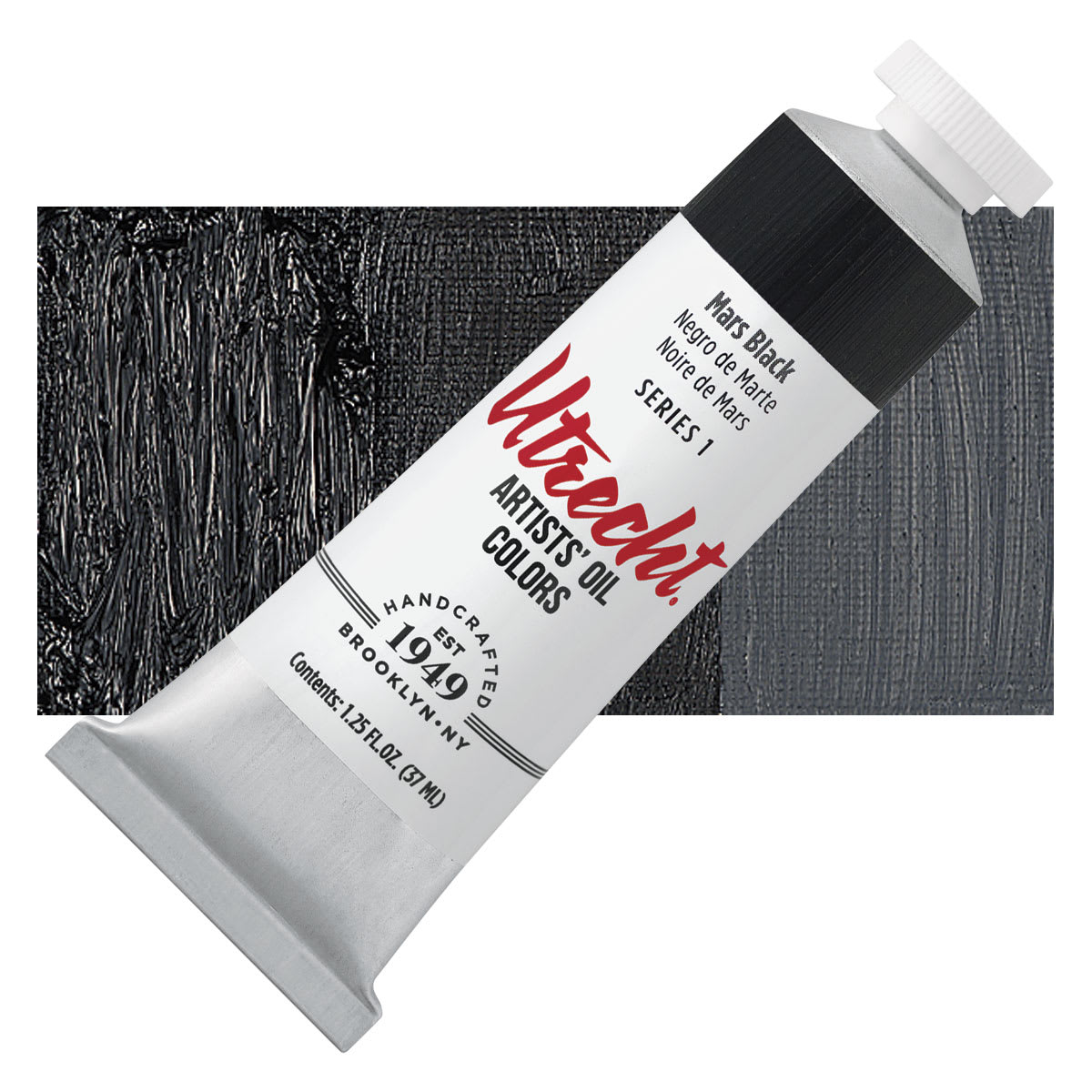 Utrecht Artists' Oil Paint - Mars Black, 37 ml tube and swatch