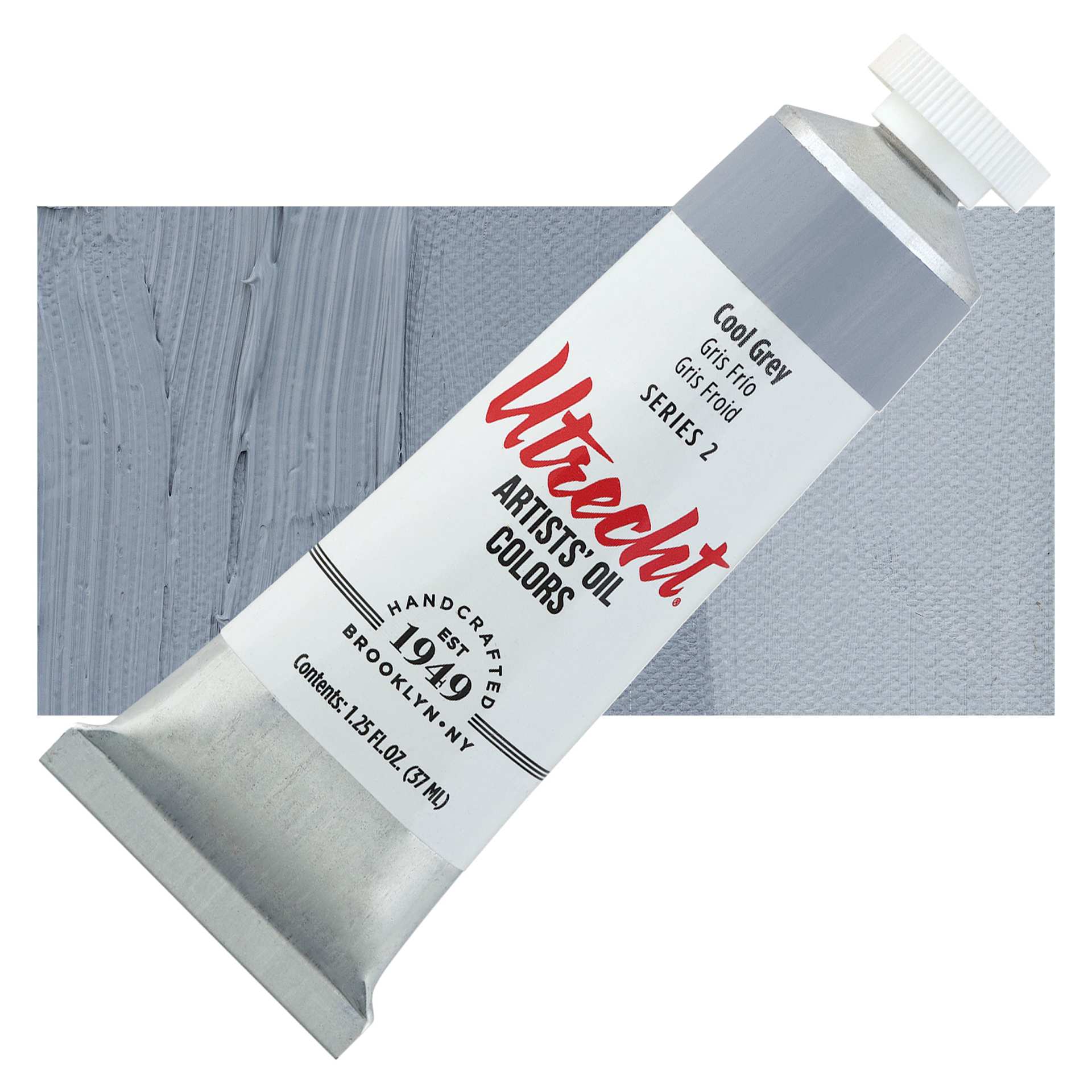 Utrecht Artists' Oil Paint - Cool Grey, 37 ml, Tube and swatch