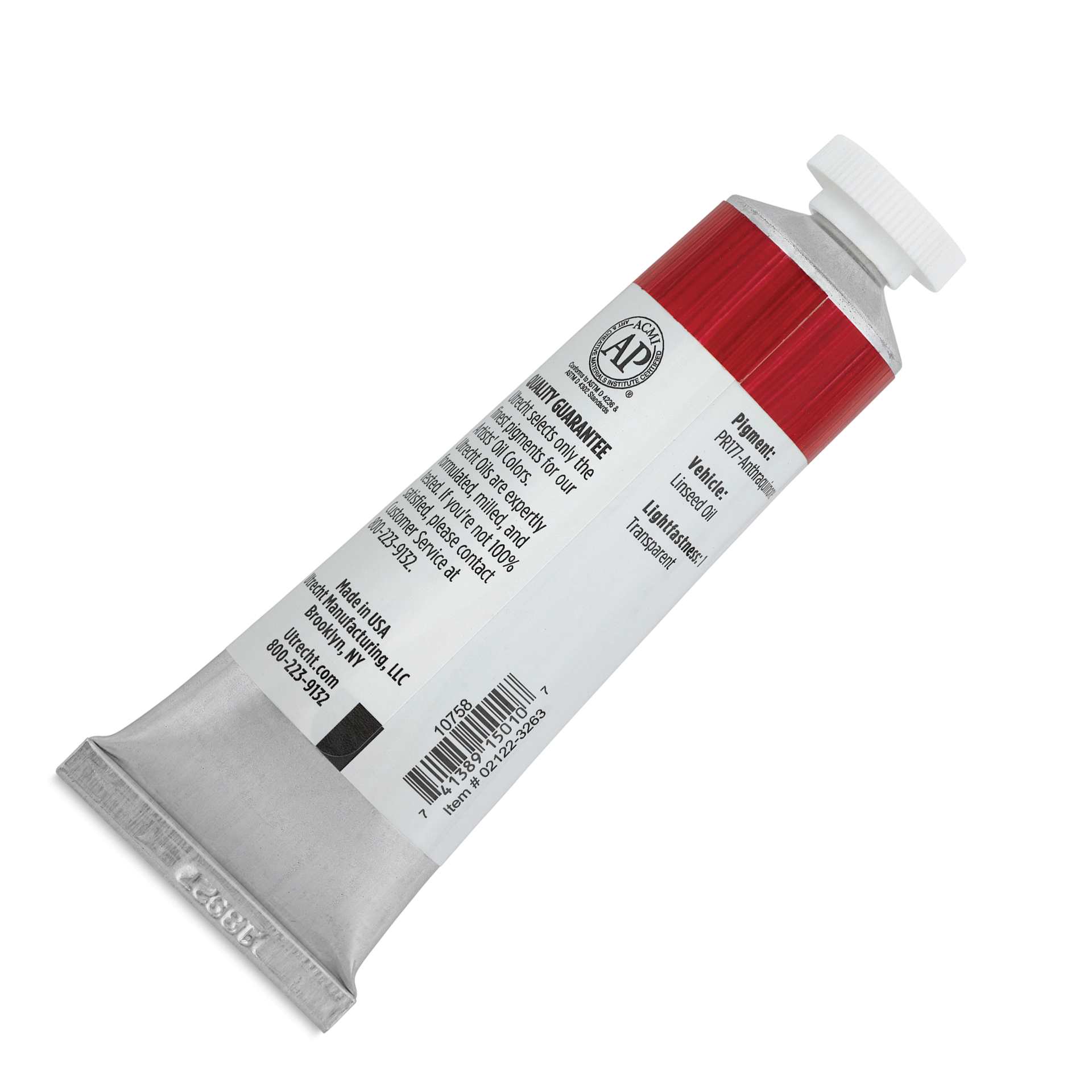 Utrecht Artists' Oil Paint - Permanent Rose Madder, 37 ml tube back