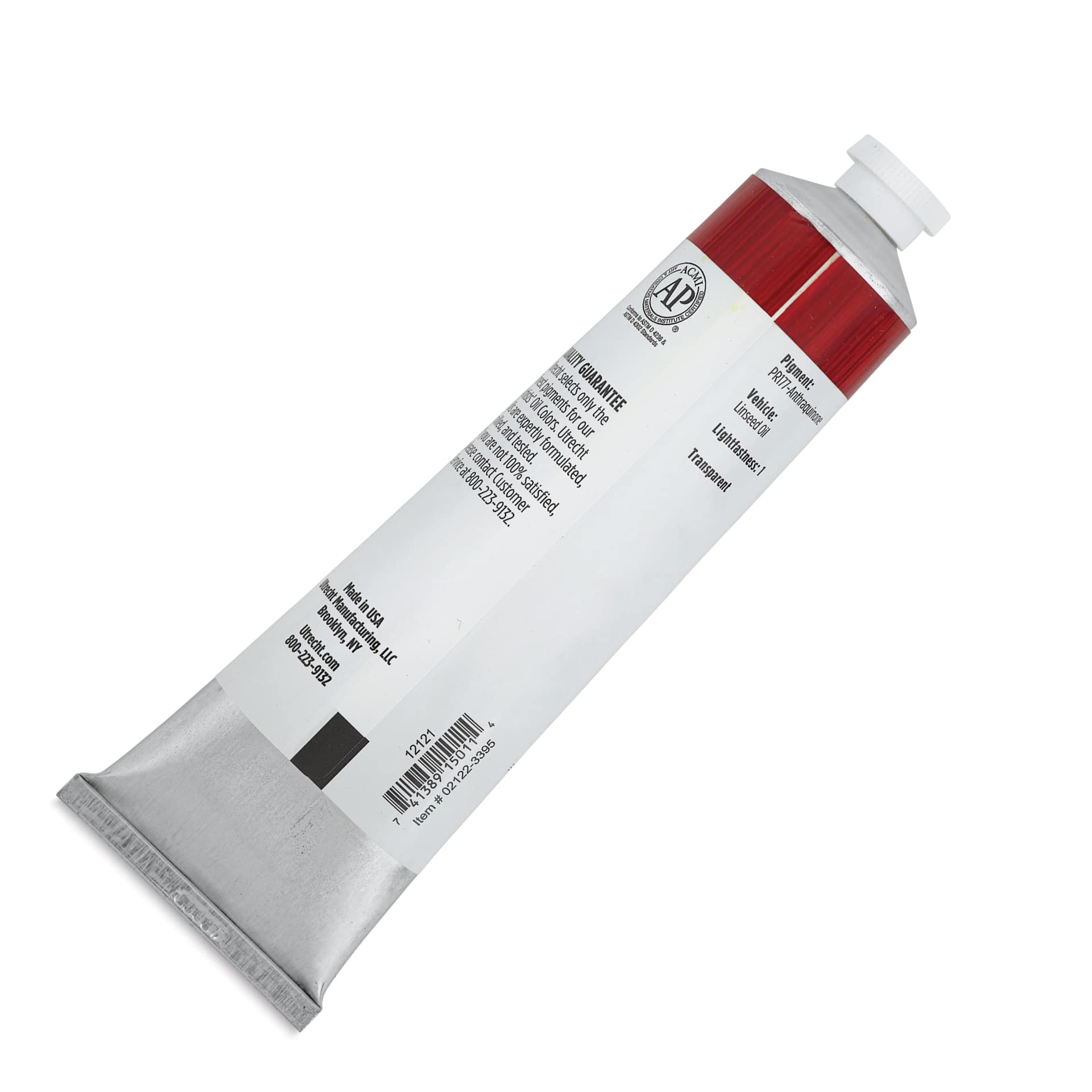 Utrecht Artists' Oil Paint - Permanent Alizarin Crimson, 150 ml tube back