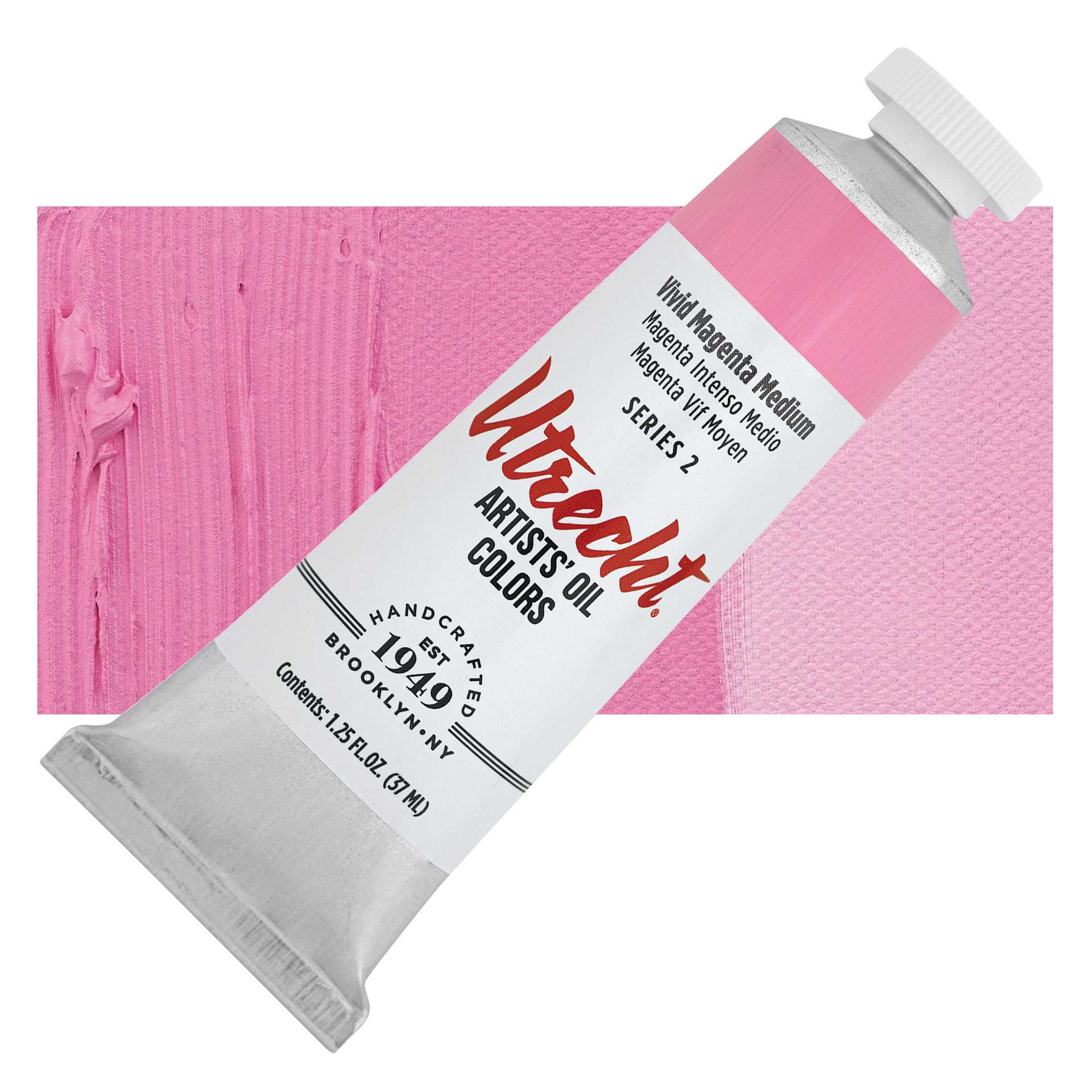 Utrecht Artists' Oil Paint - Vivid Magenta, 37 ml, Tube and swatch