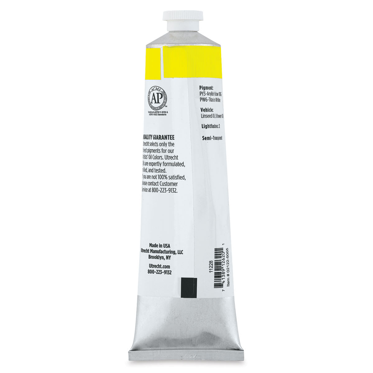 Utrecht Artists' Oil Paint - Titanium Yellow, 150 ml tube (Back)