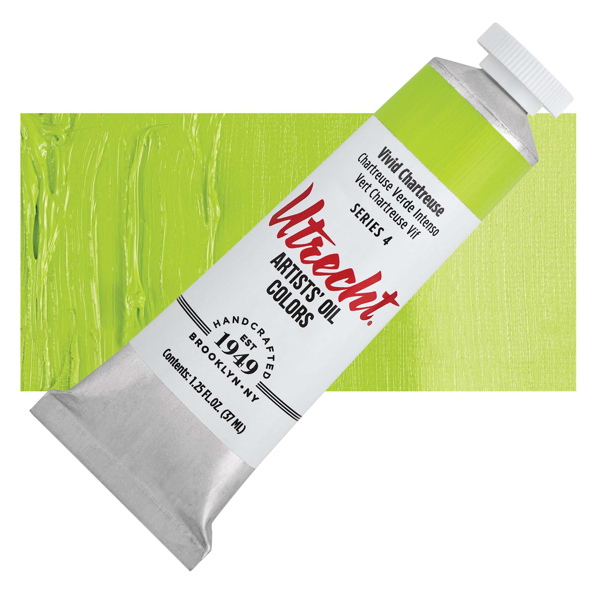 Utrecht Artists' Oil Paint - Vivid Chartreuse 37 ml tube and swatch