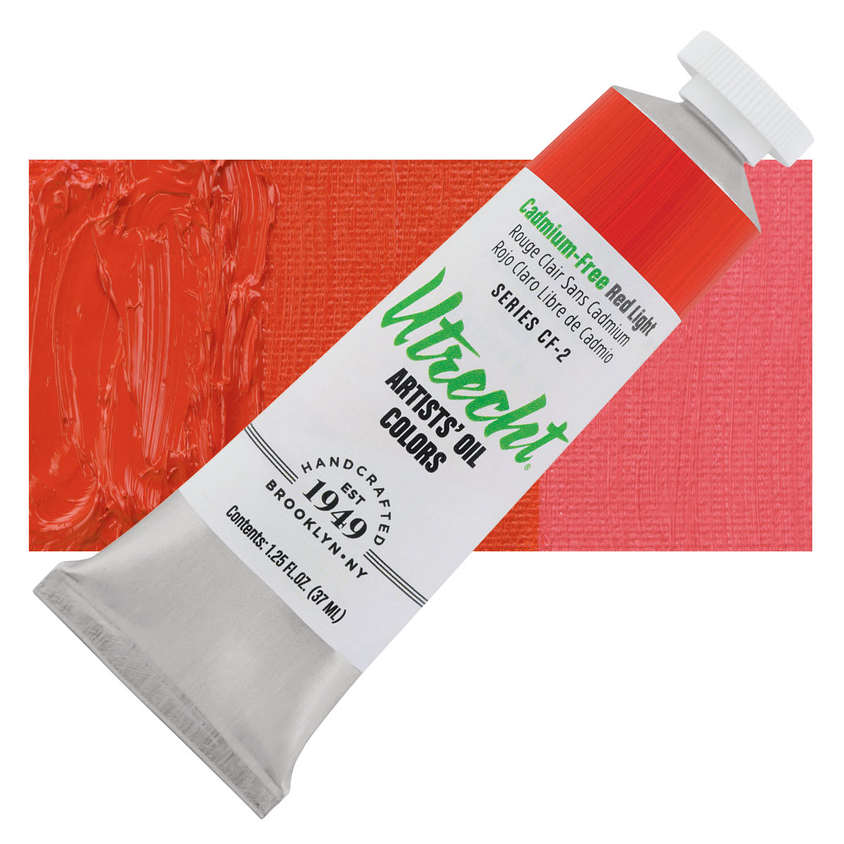 Utrecht Artists' Oil Paint - Cadmium-Free Red Light, 37 ml tube and swatch