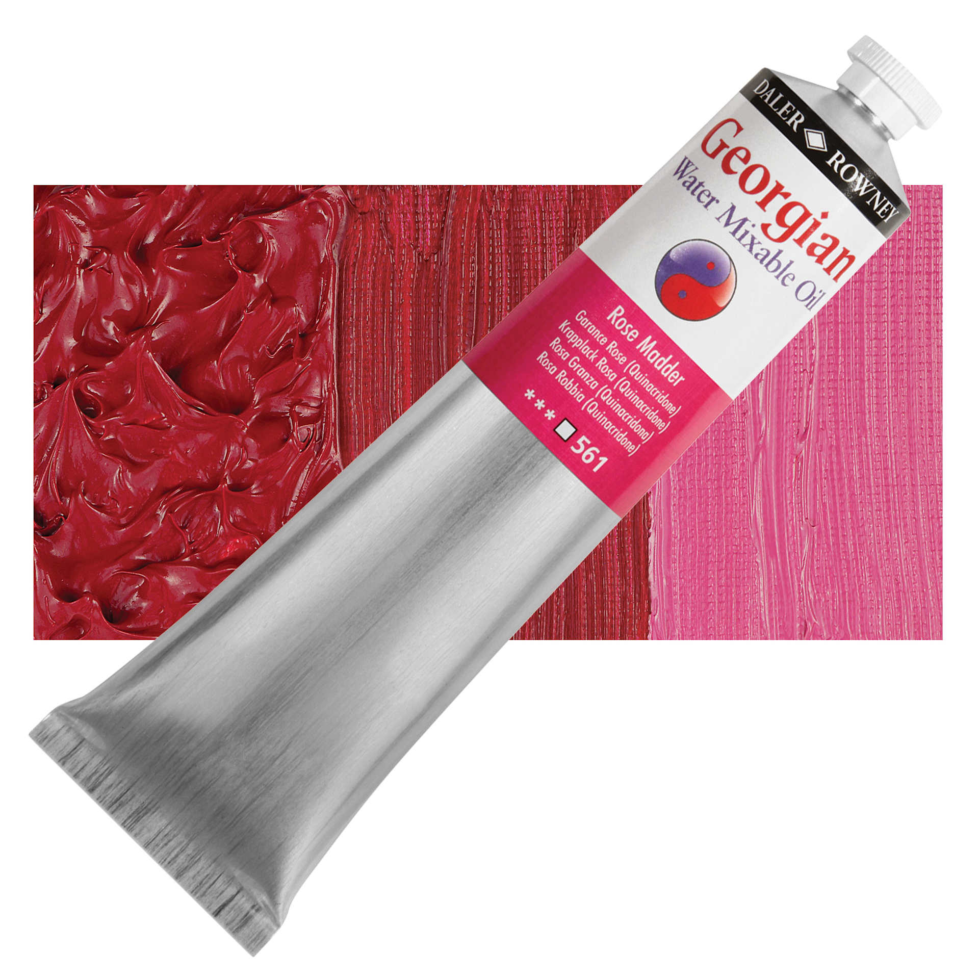 Georgian Water Mixable Oil - Rose Madder, 200 ml tube and swatch