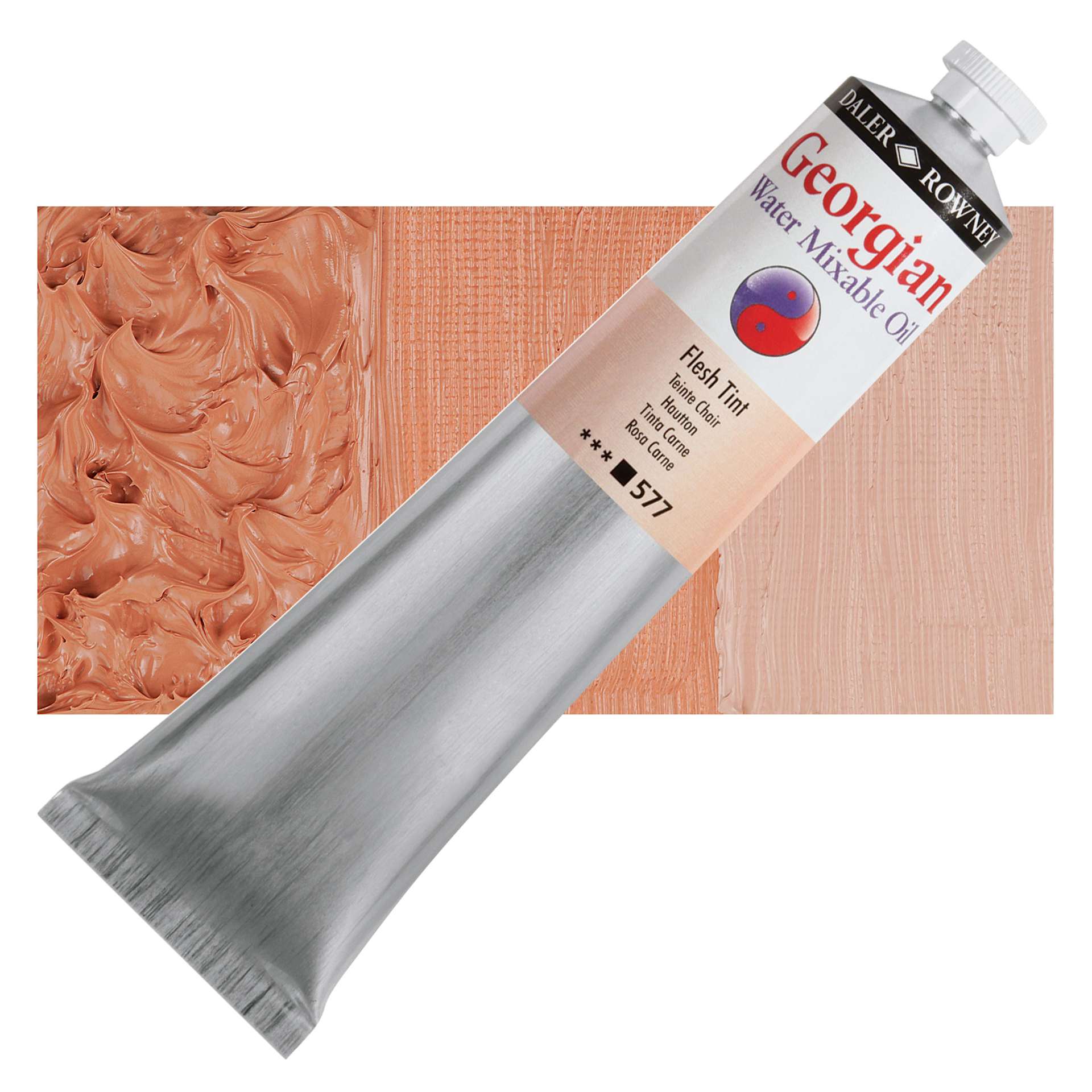 Georgian Water Mixable Oil - Peach Pink, 200 ml tube and swatch