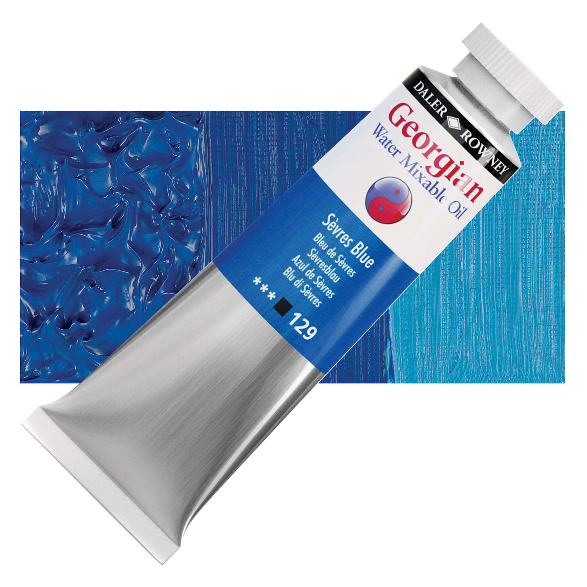 Georgian Water Mixable Oil - Sevres Blue, 37 ml tube and swatch