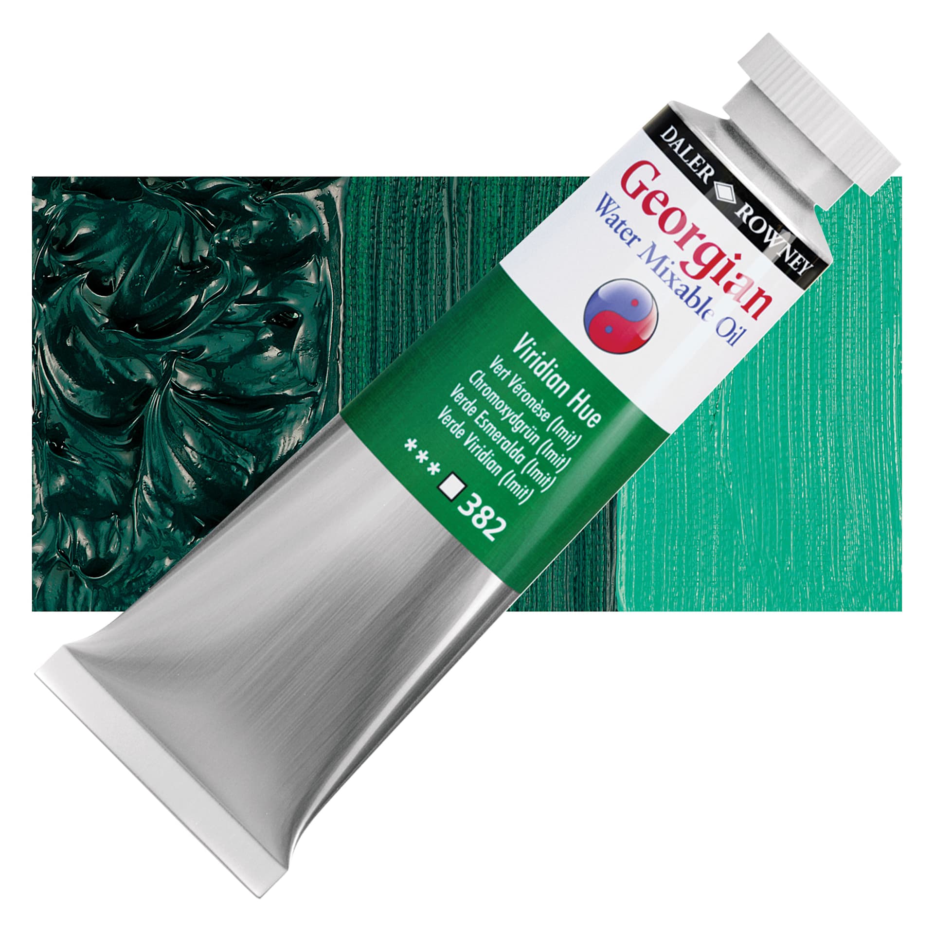 Georgian Water Mixable Oil - Viridian Hue, 37 ml tube and swatch