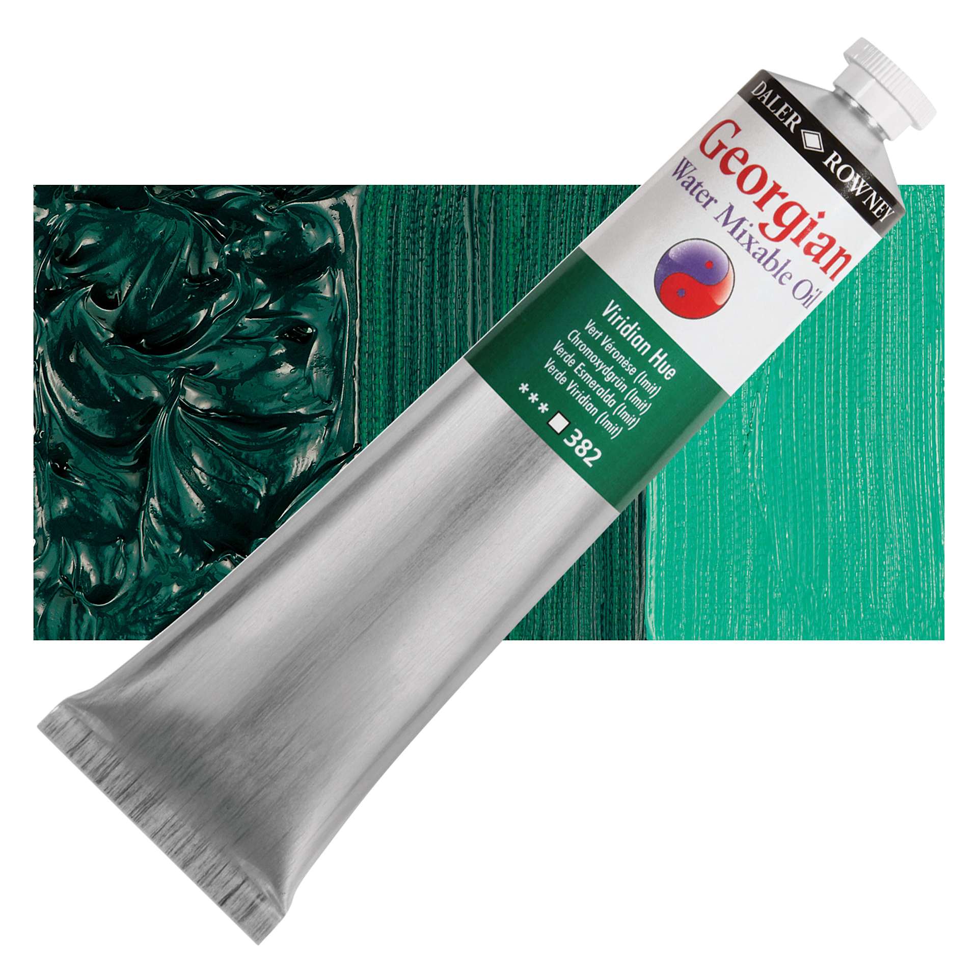 Georgian Water Mixable Oil - Viridian Hue, 200 ml tube and swatch