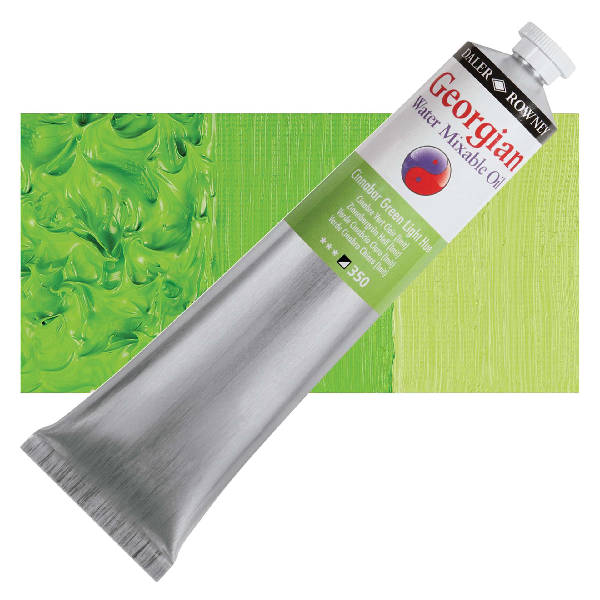 Georgian Water Mixable Oil - Cinnabar Green Light Hue, 200 ml tube and swatch