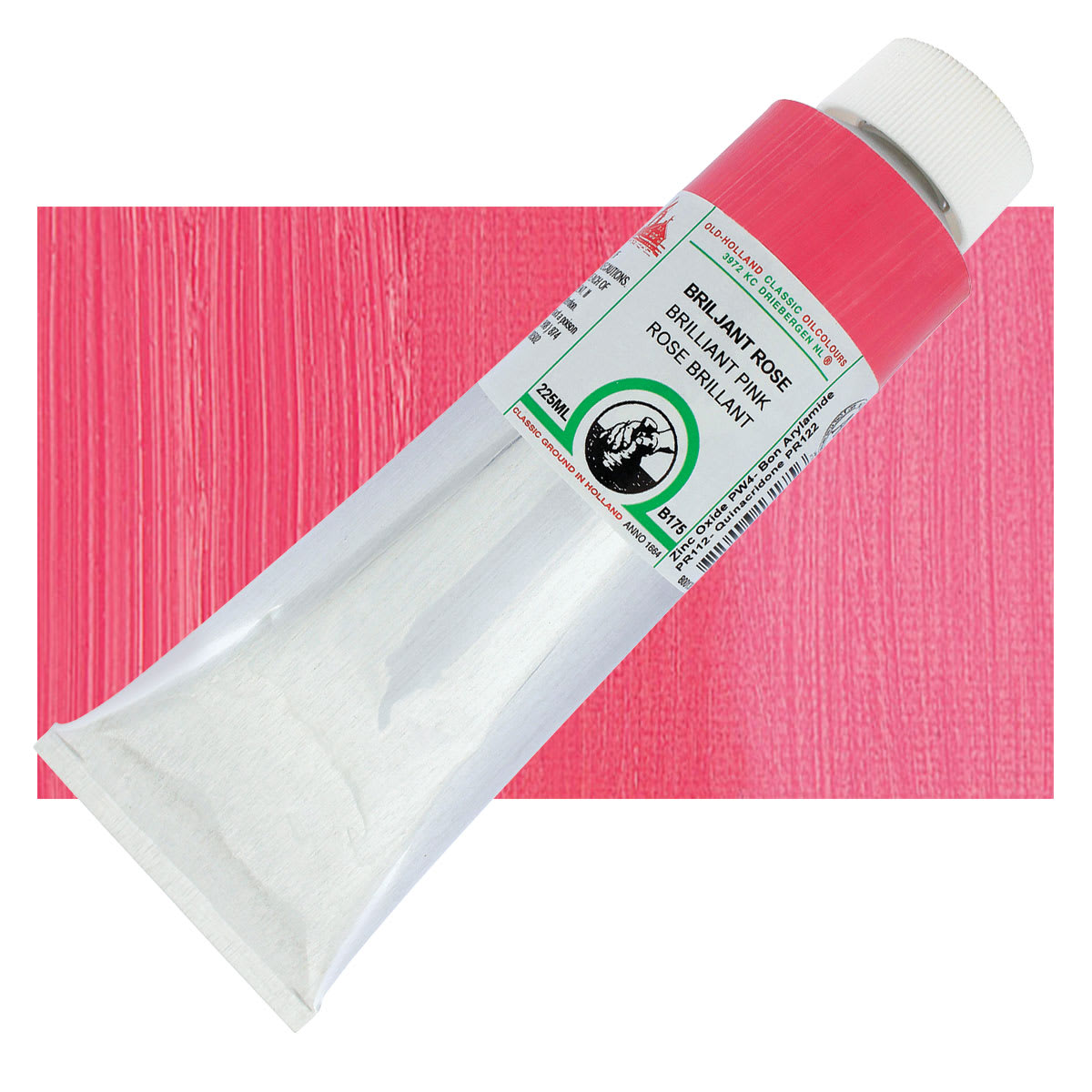 Old Holland Classic Oil Color - Brilliant Pink, 225 ml tube and swatch