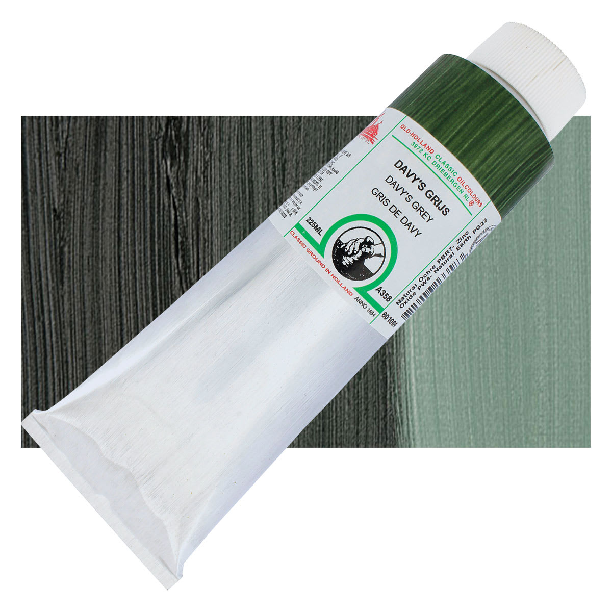 Old Holland Classic Oil Color - Davy's Grey, 225 ml tube and swatch