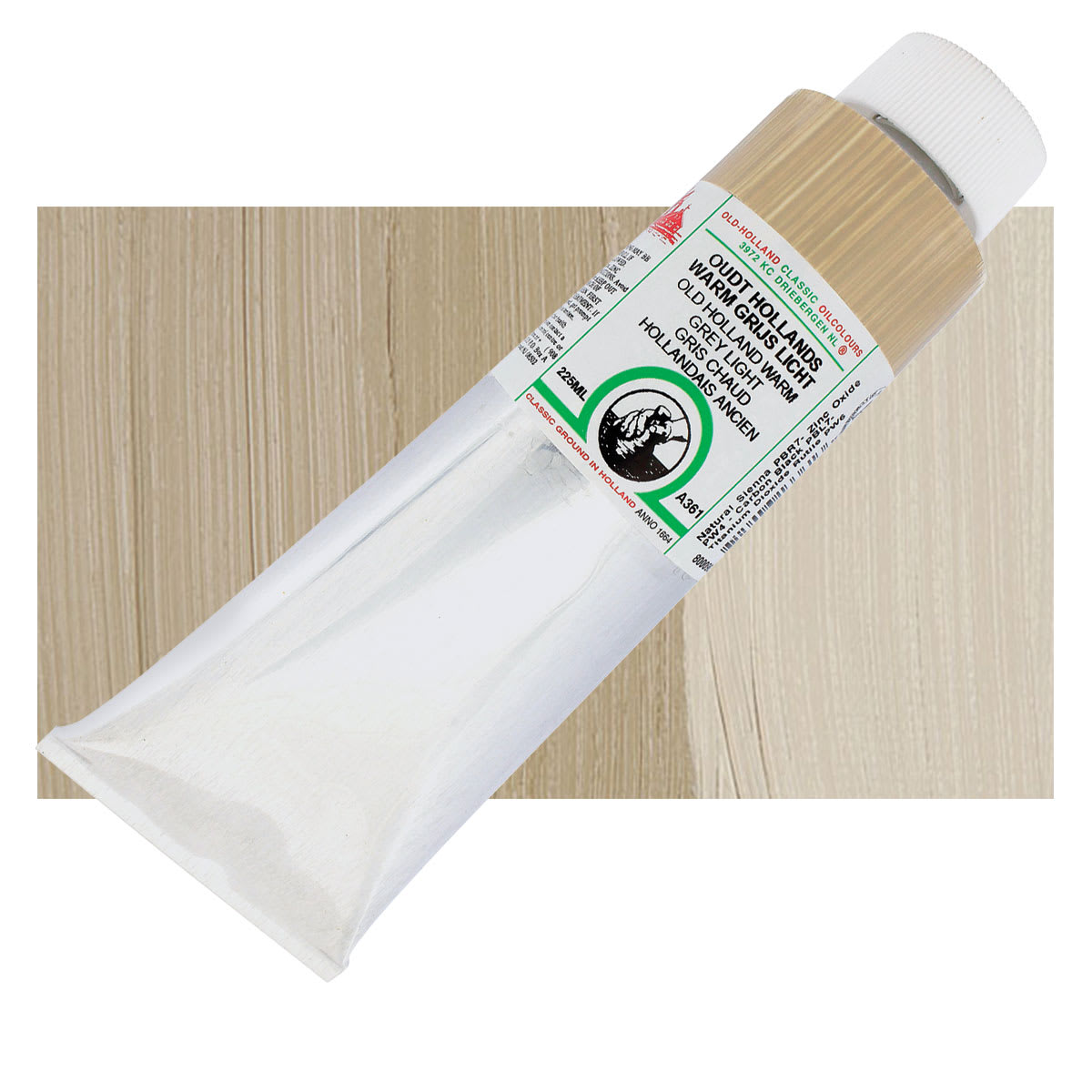 Old Holland Classic Oil Color - Old Holland Warm Grey Light, 225 ml tube and swatch