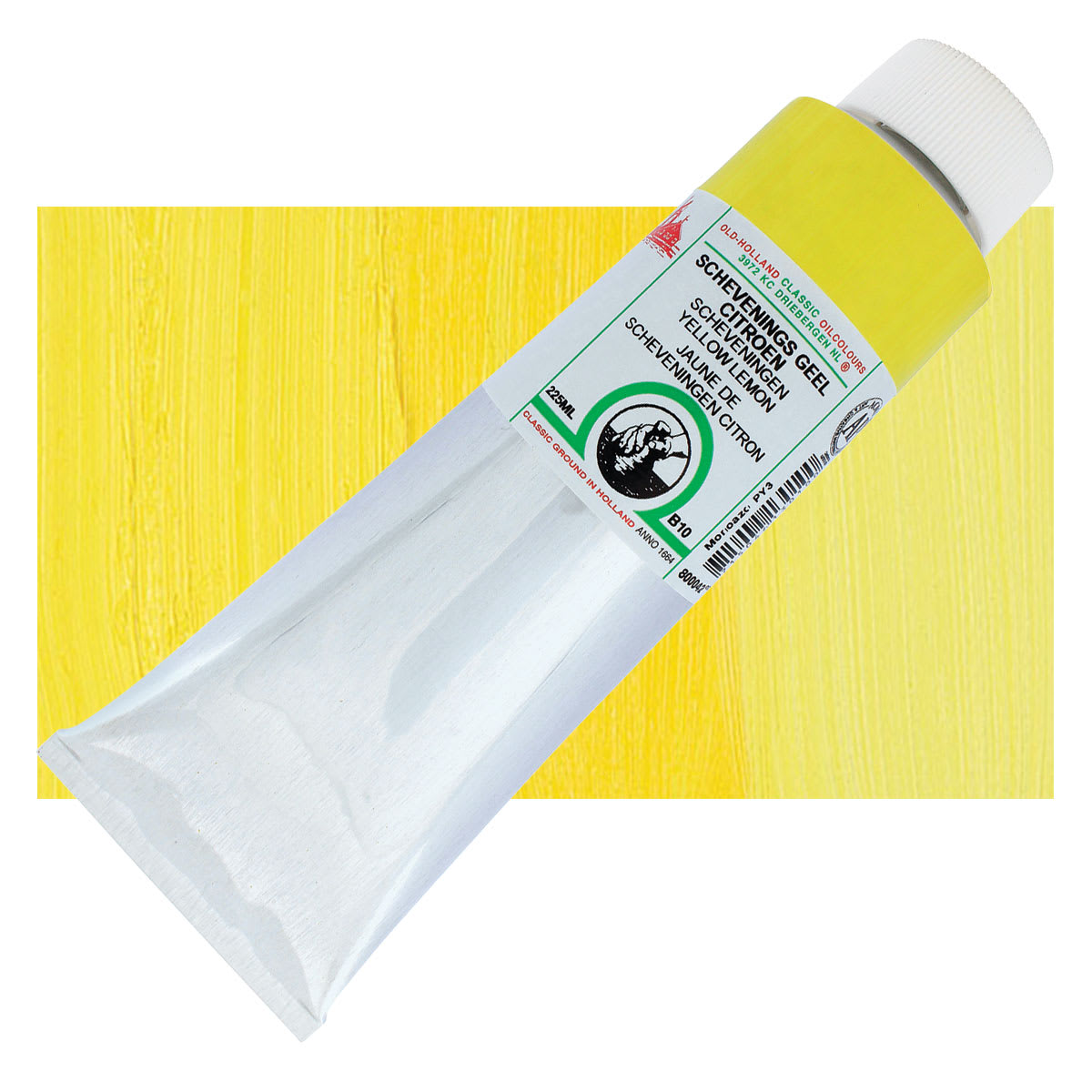 Old Holland Classic Oil Color - Scheveningen Yellow Lemon, 225 ml tube and swatch