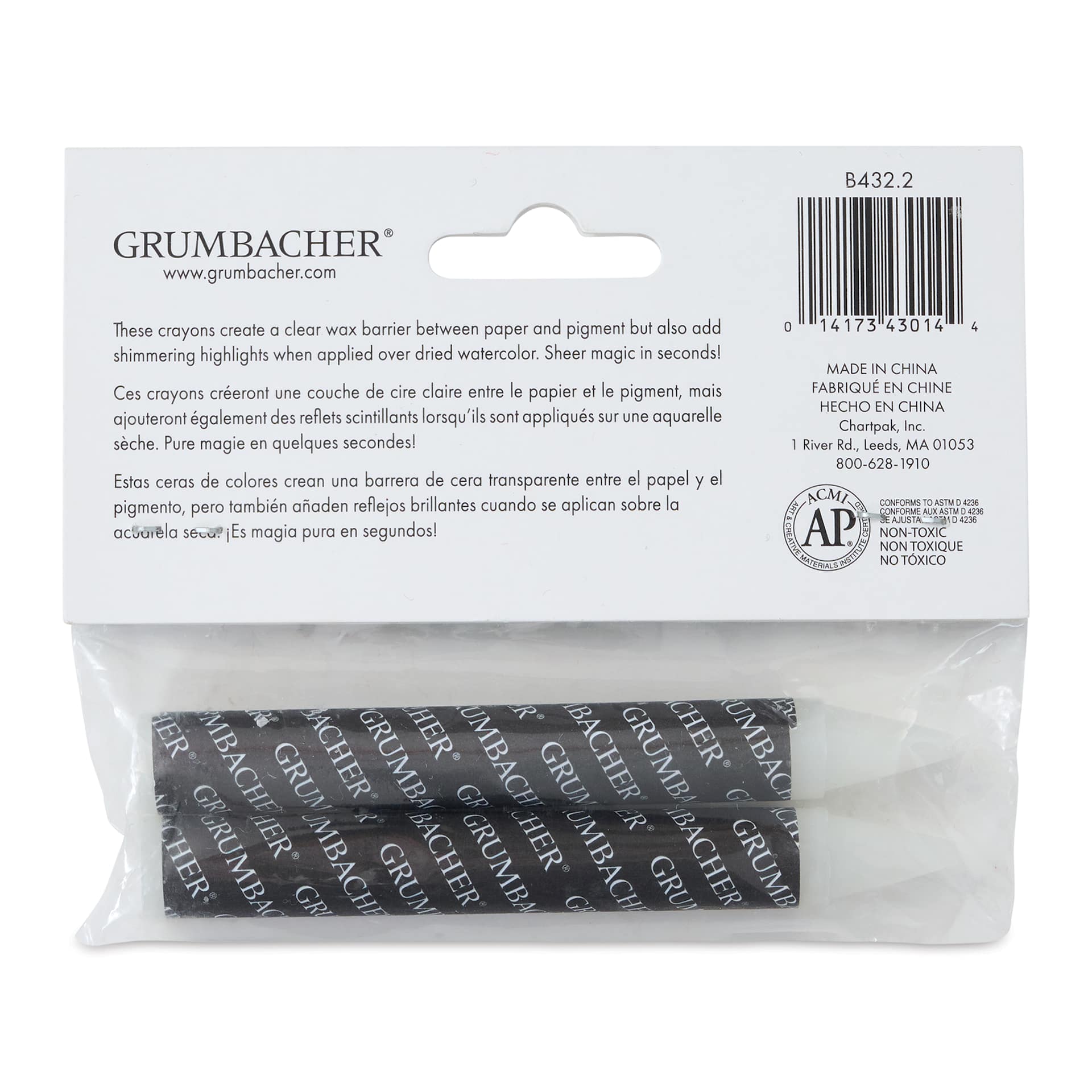 Grumbacher Resist Sticks - Pkg of 2 (back of package)