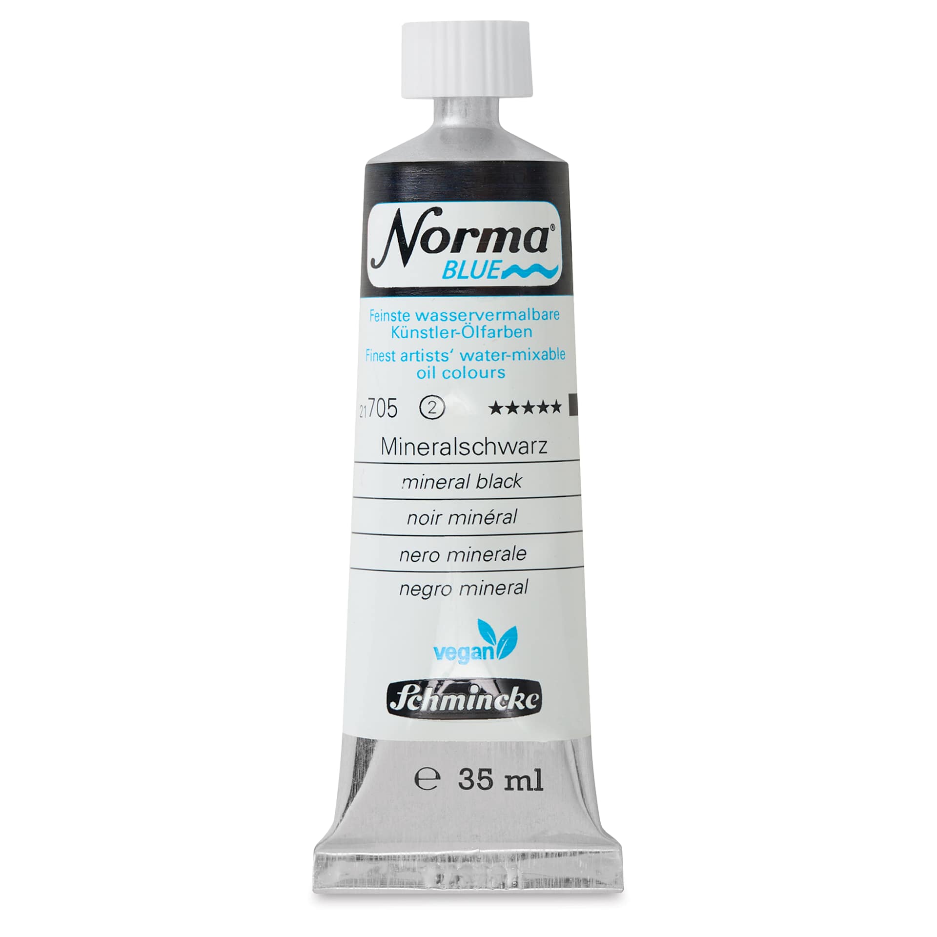 Schmincke Norma Blue Water-Mixable Oil Paint - Mineral Black, 35 ml, tube