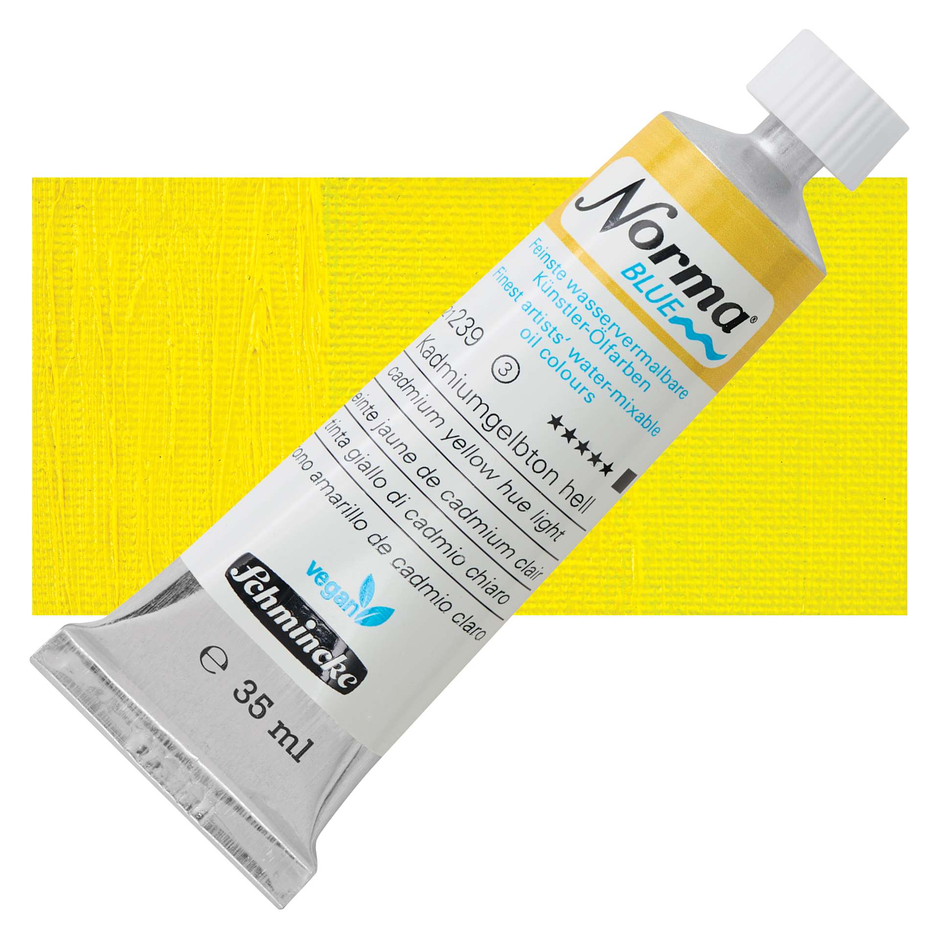Schmincke Norma Blue Water-Mixable Oil Paint - Cadmium Yellow Hue Light, 35 ml, tube and swatch
