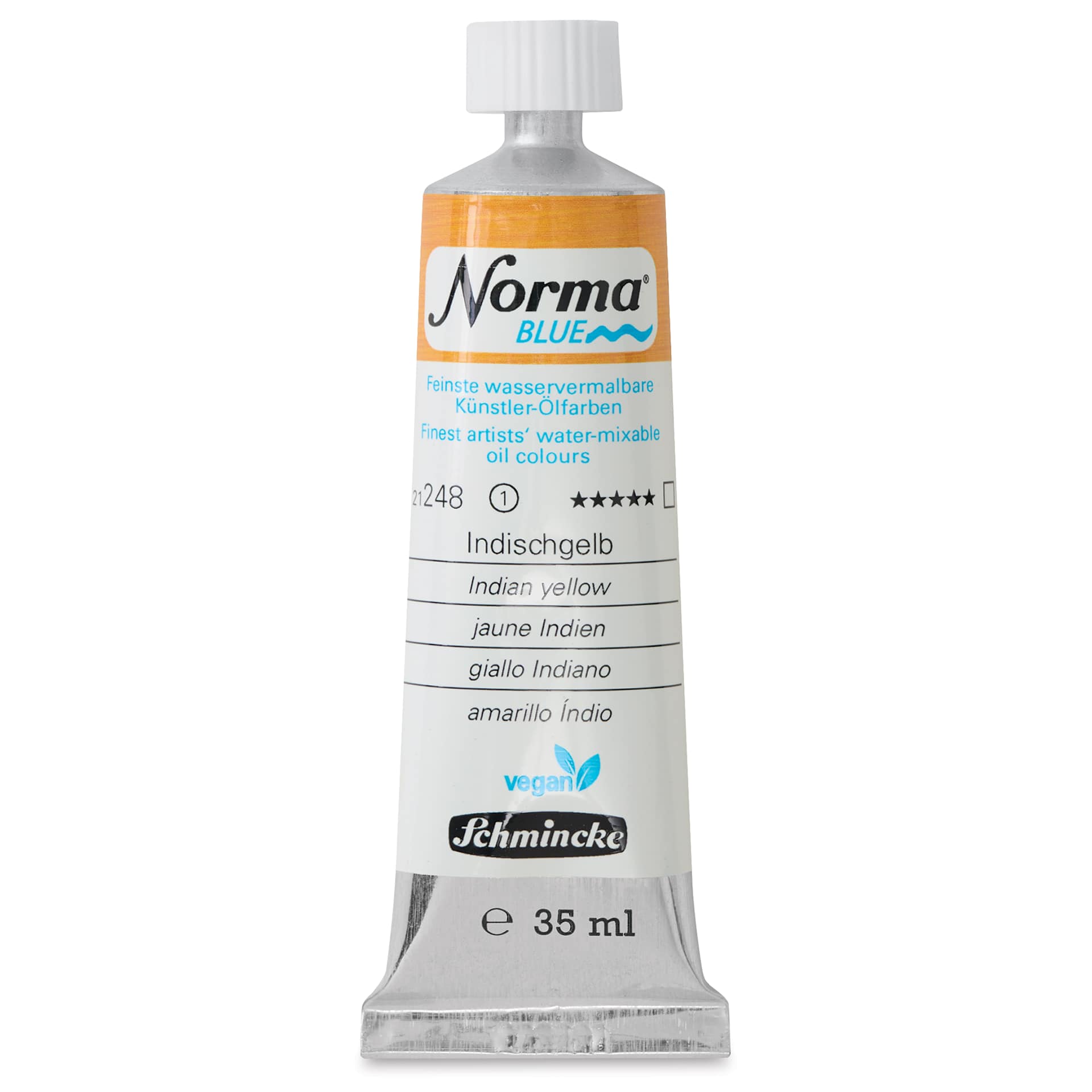 Schmincke Norma Blue Water-Mixable Oil Paint - Indian Yellow, 35 ml, tube