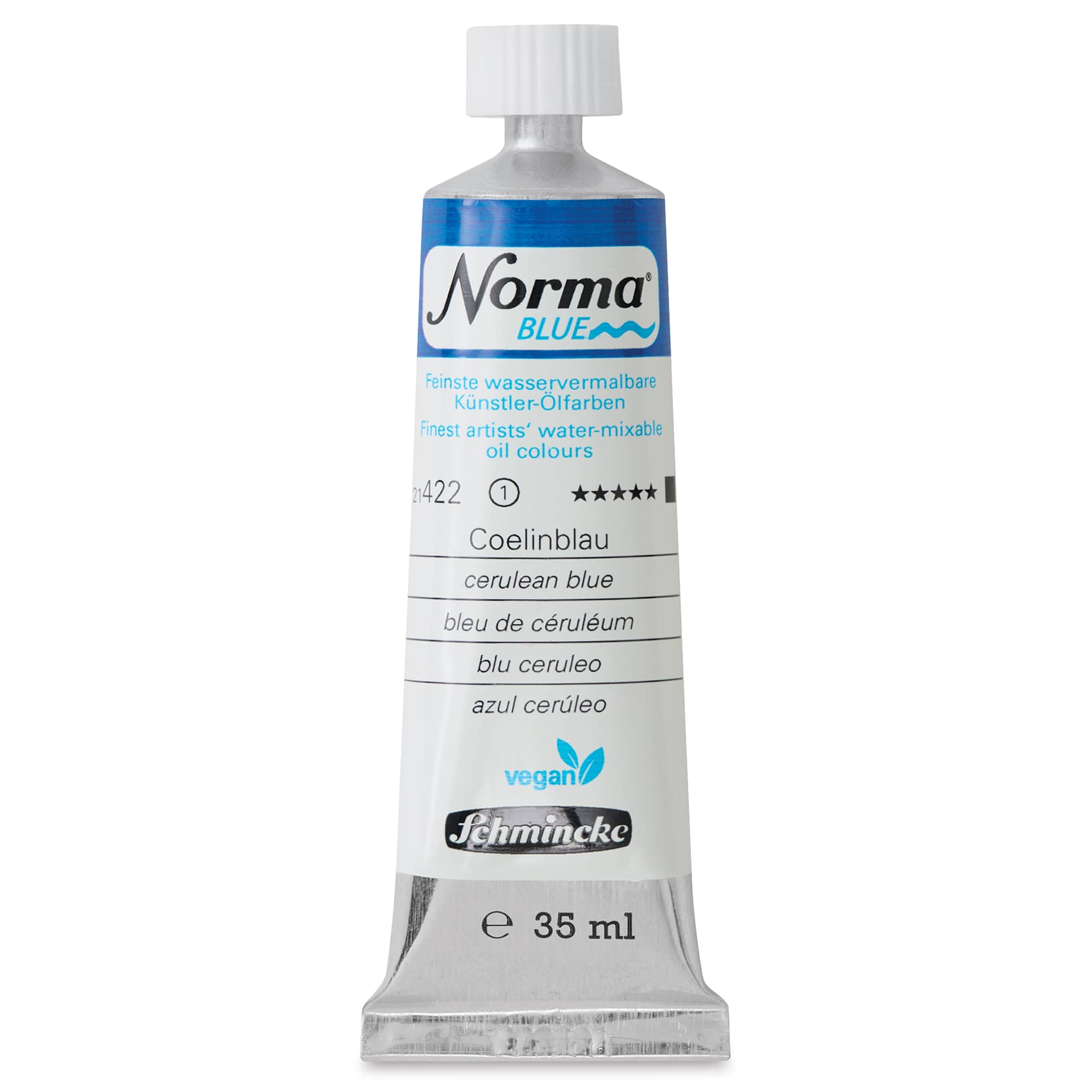 Schmincke Norma Blue Water-Mixable Oil Paint - Cerulean Blue, 35 ml, tube