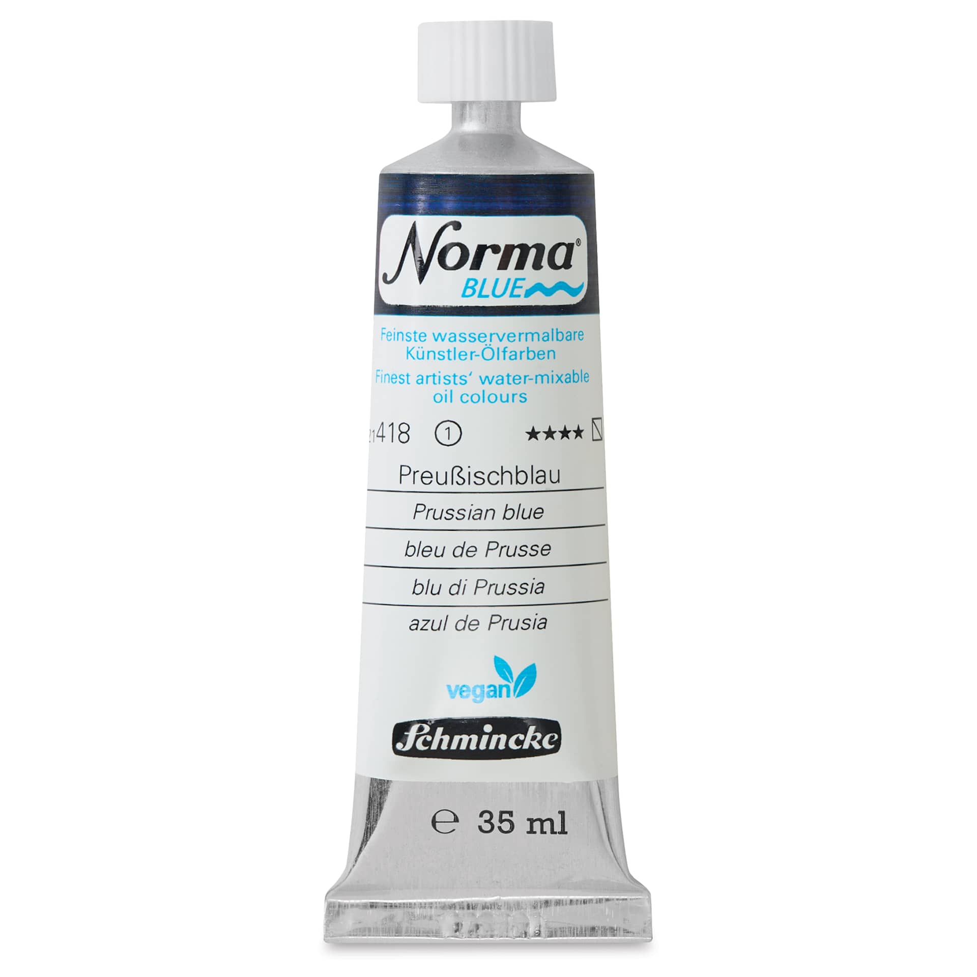 Schmincke Norma Blue Water-Mixable Oil Paint - Prussian Blue, 35 ml, tube