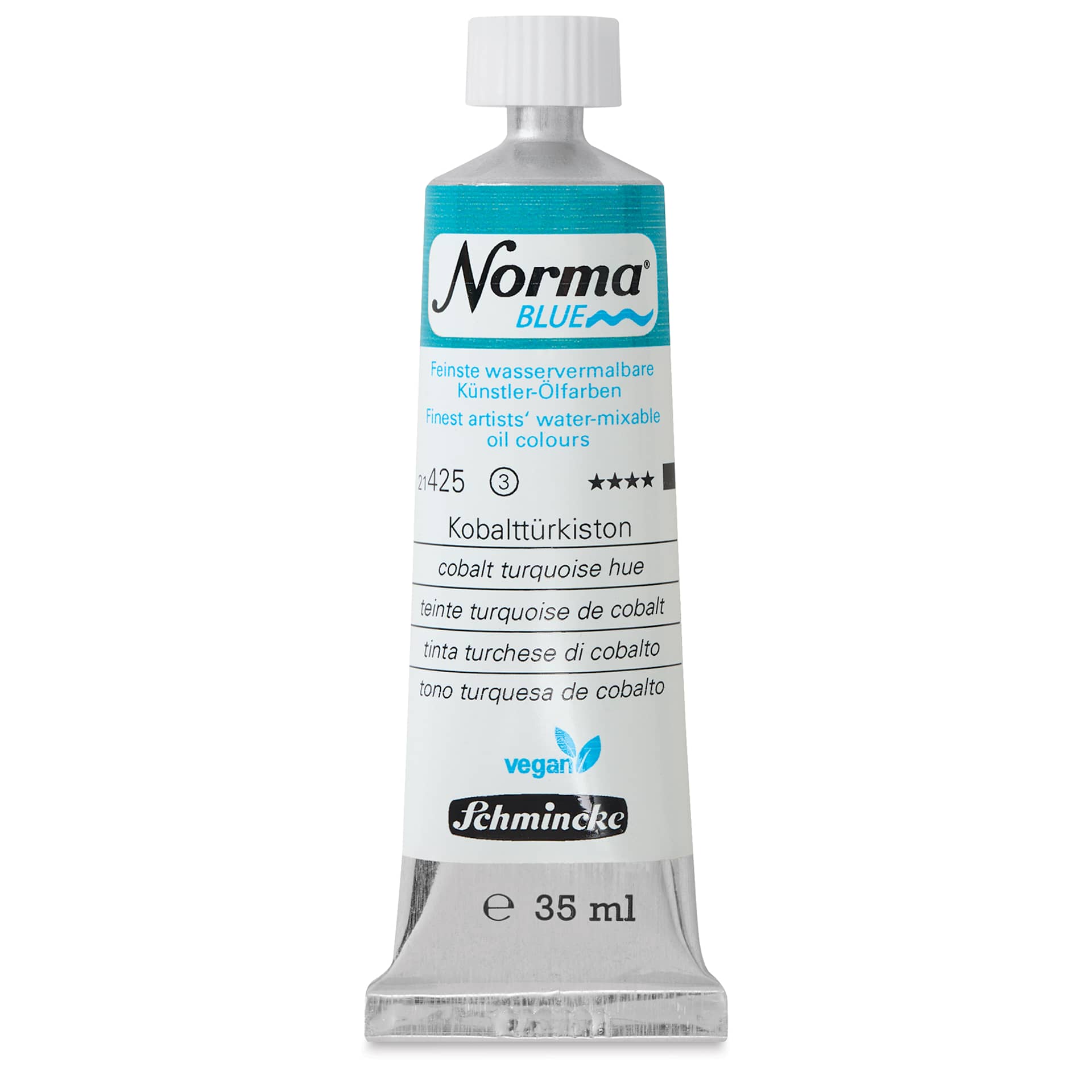 Schmincke Norma Blue Water-Mixable Oil Paint - Cobalt Turquoise Hue, 35 ml, tube