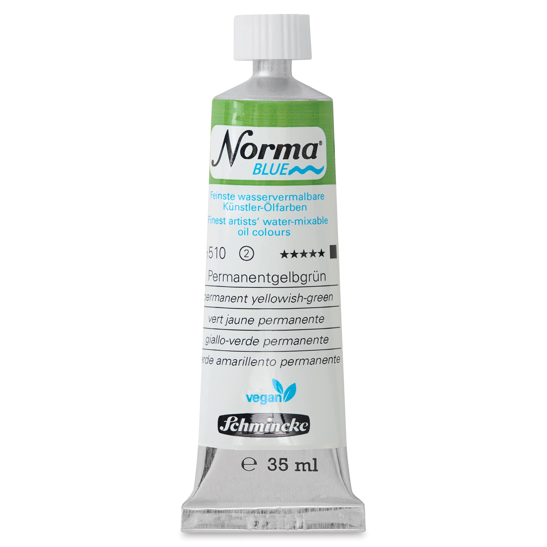 Schmincke Norma Blue Water-Mixable Oil Paint - Permanent Yellowish-Green, 35 ml, tube