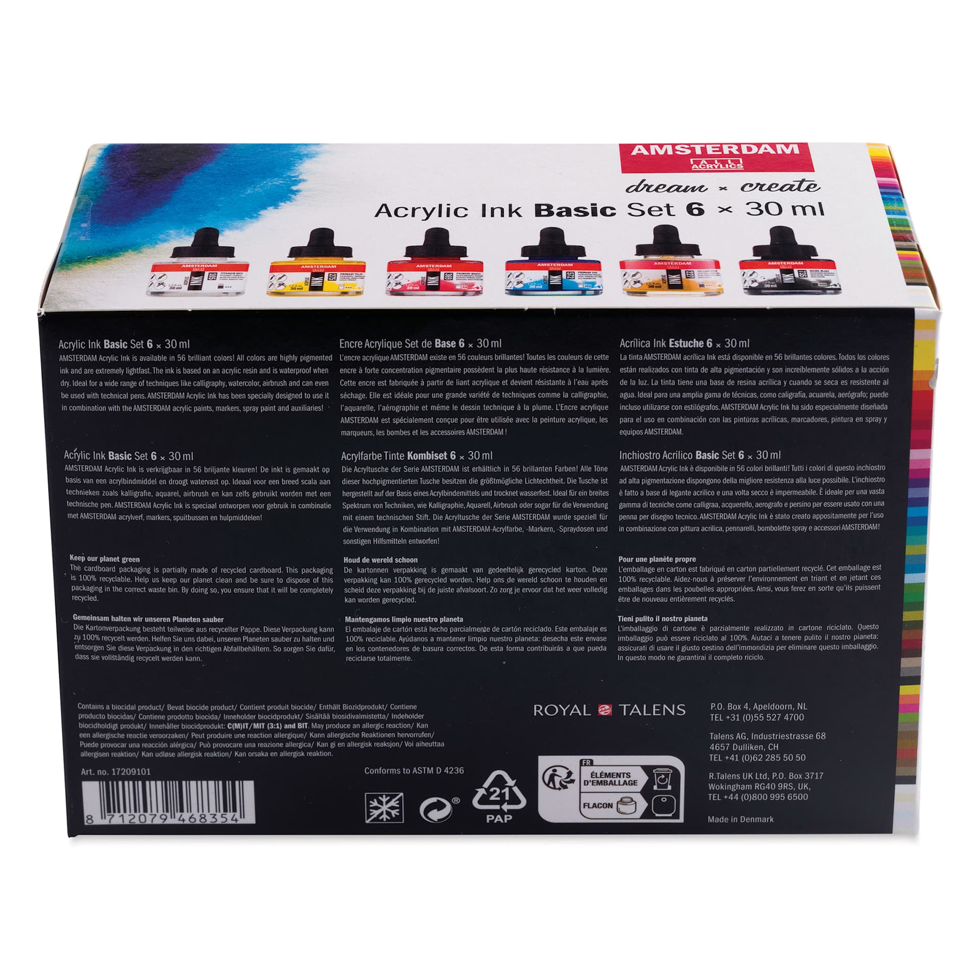 Amsterdam Acrylic Ink - Lettering, Set of 6 (bottom of packaging)