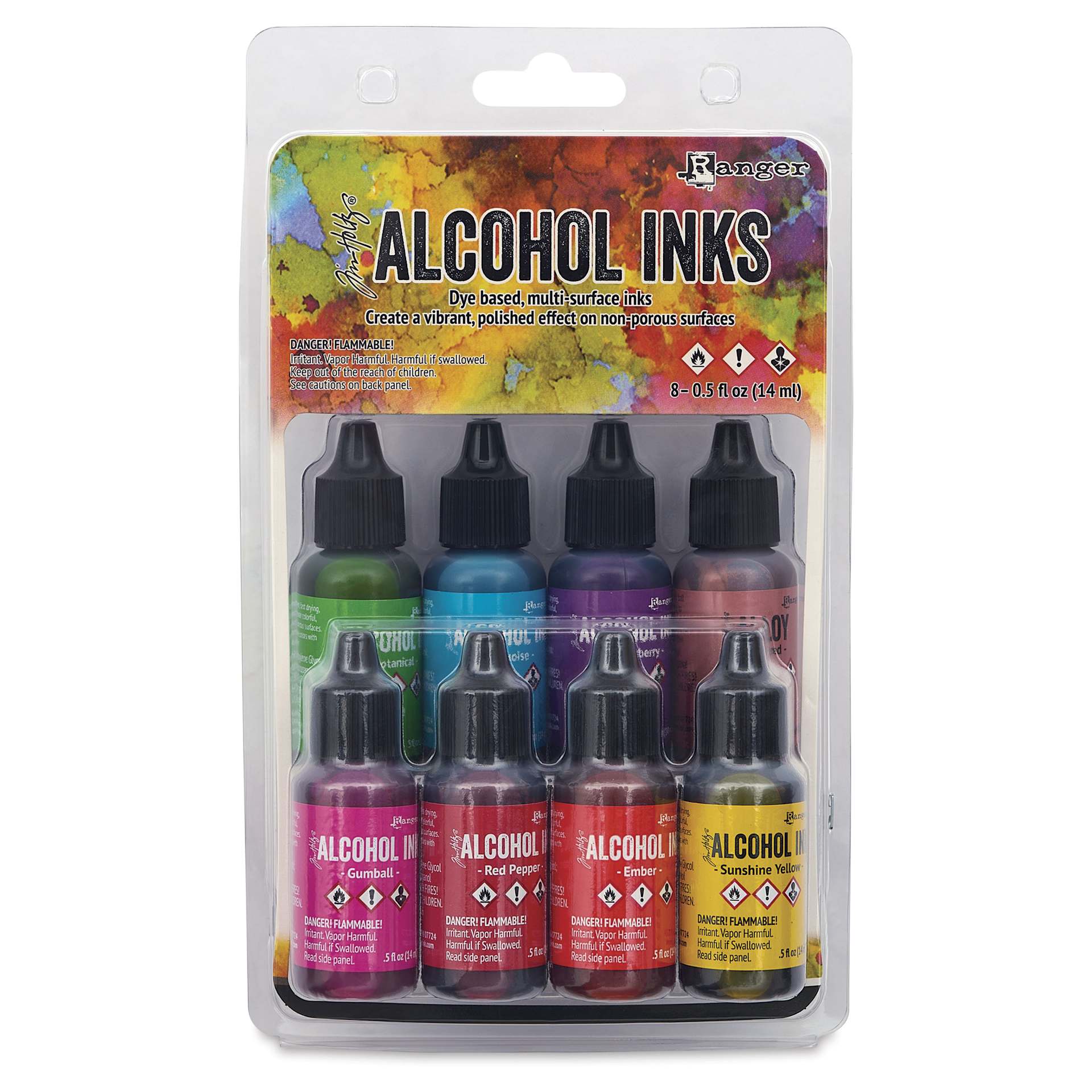 Ranger Tim Holtz Alcohol Ink - Spectrum Bright, Set of 8, 05 oz, front of the packaging
