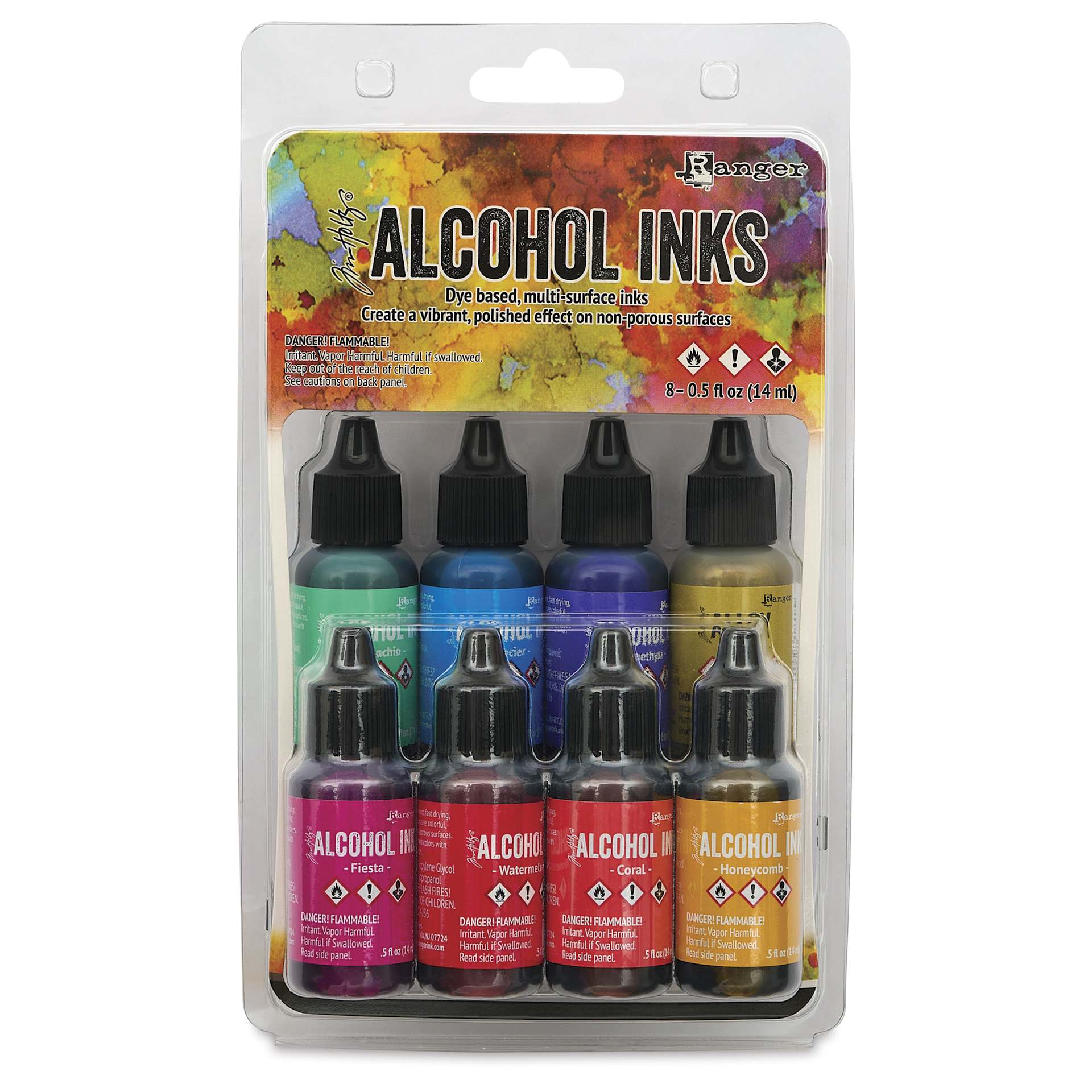 Ranger Tim Holtz Alcohol Ink - Spectrum Retro, Set of 8, 05 oz, front of the packaging