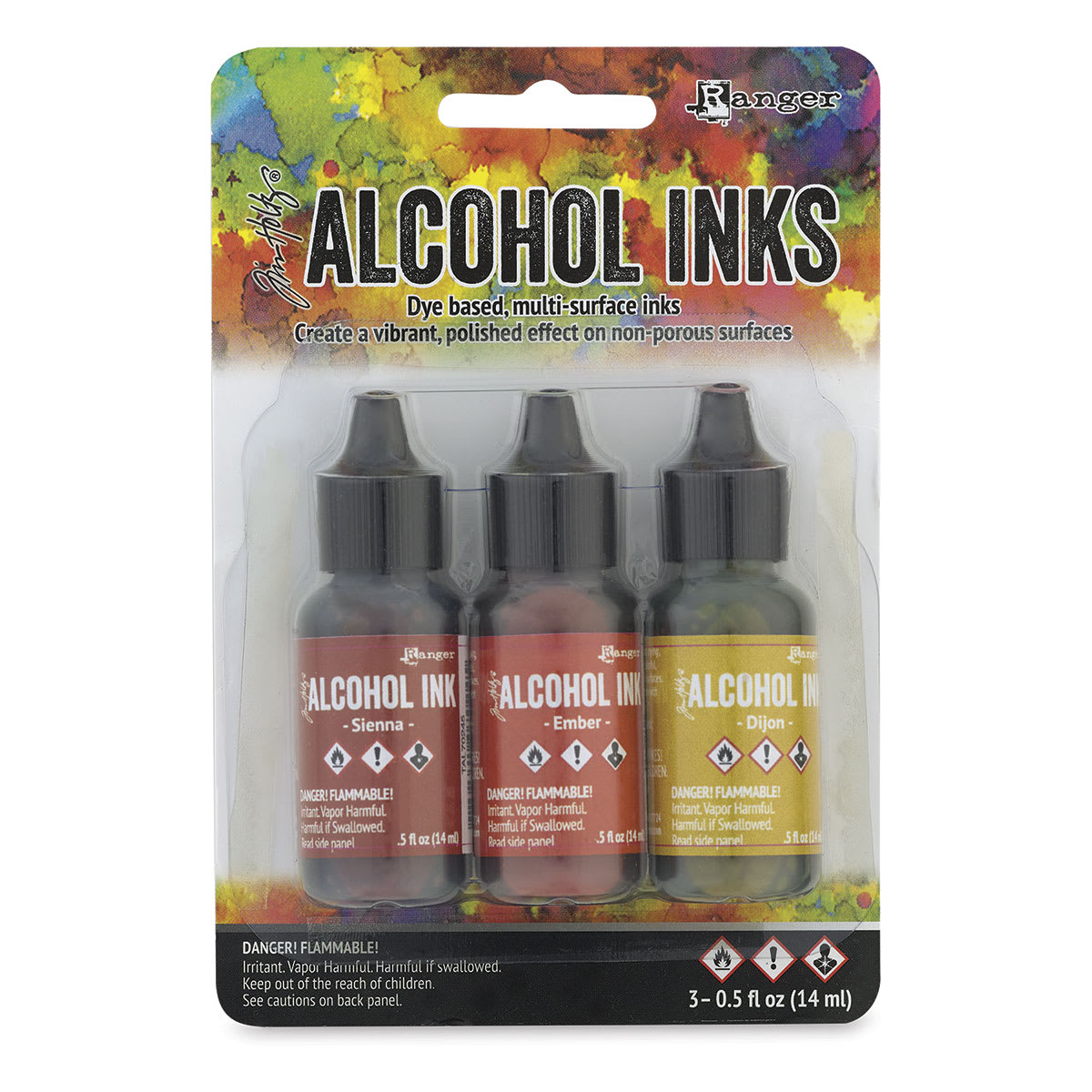 Ranger Tim Holtz Alcohol Ink - Orange/Yellow, Set of 3 in package