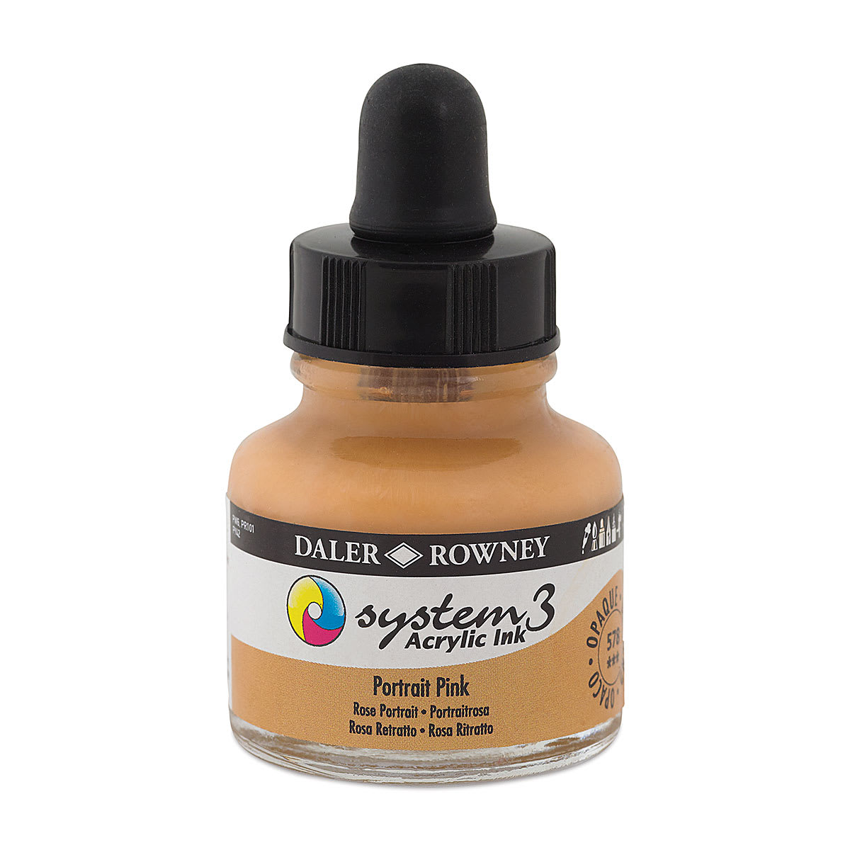 Daler-Rowney System 3 Acrylic Ink - Peach Pink, 1 oz