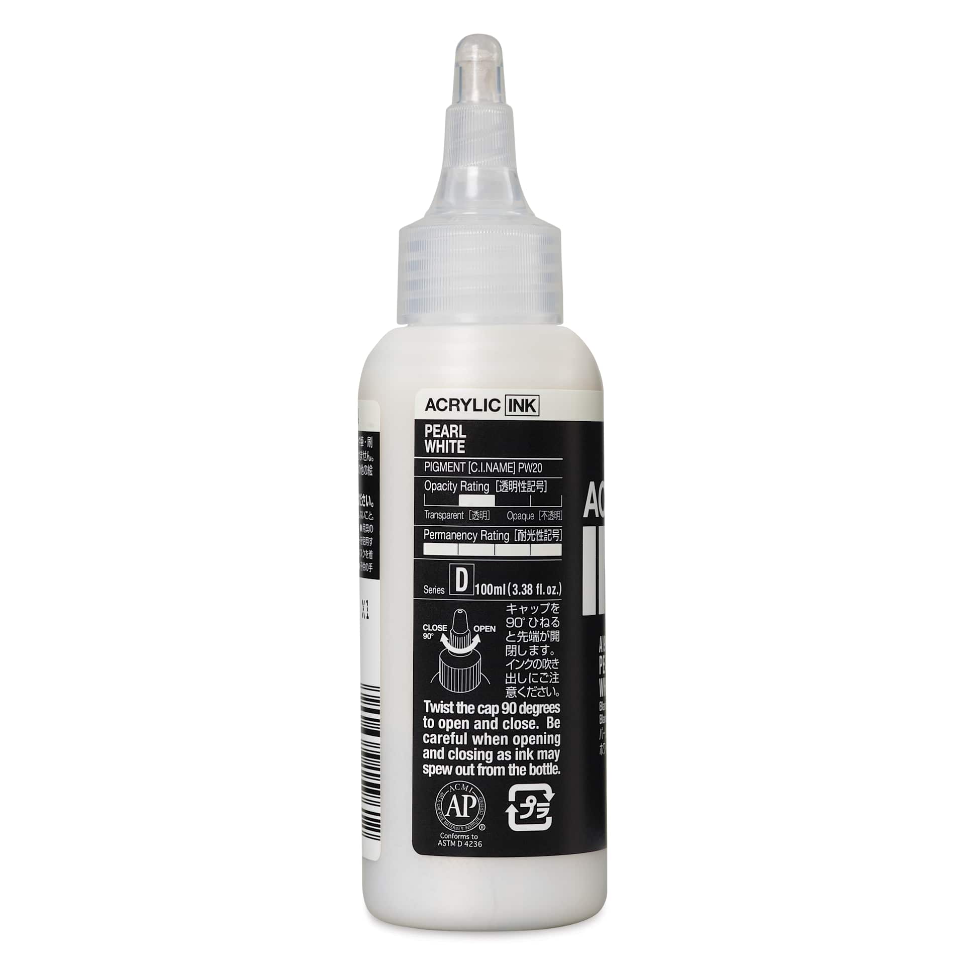 Holbein Acrylic Ink - Pearl White, 100 ml, back