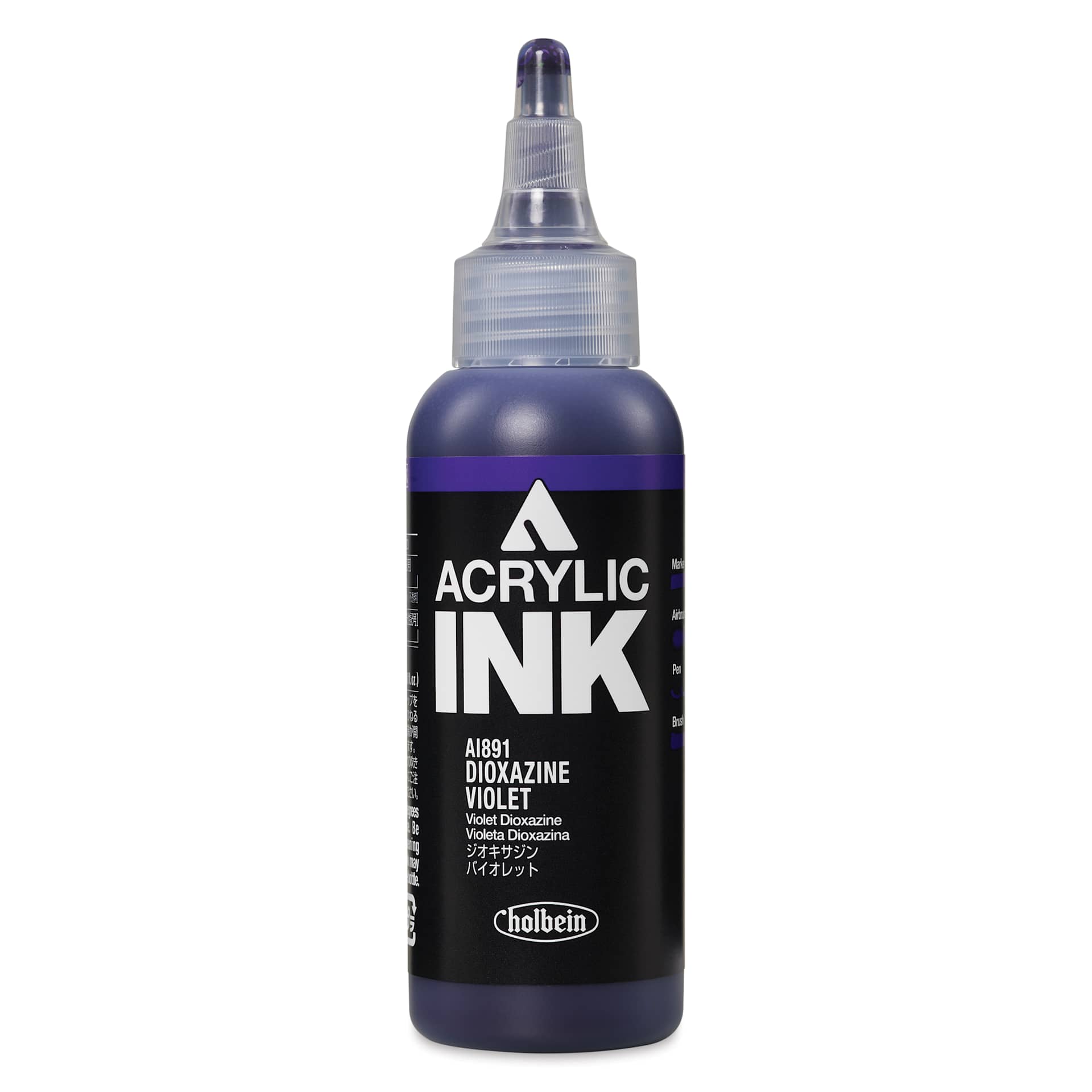 Holbein Acrylic Ink - Dioxazine Violet, 100 ml, front of the bottle