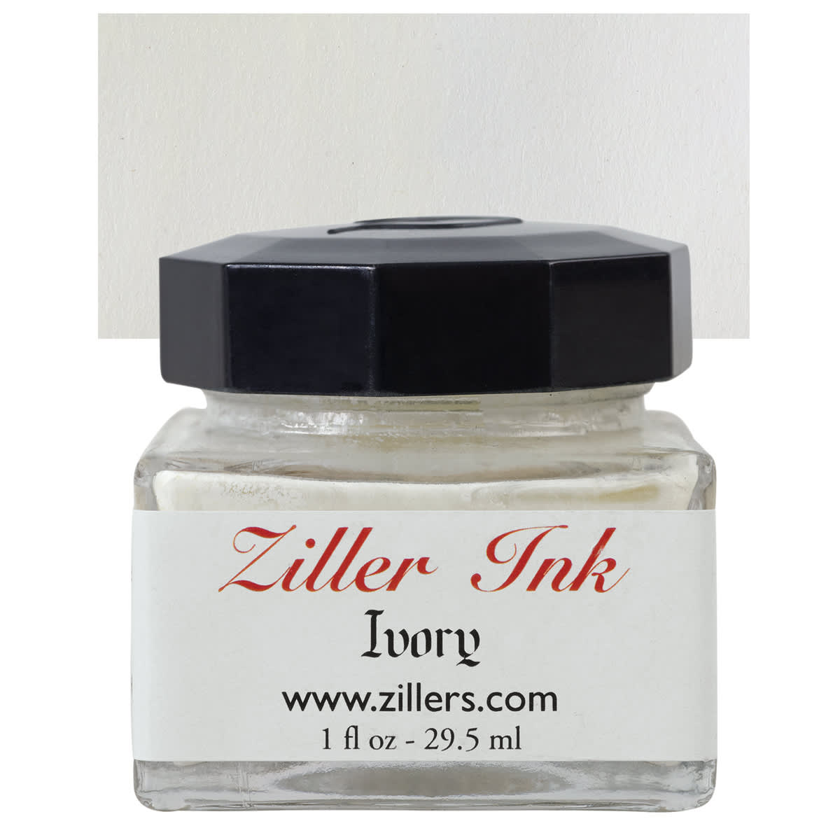 Ziller Ink - Ivory, 1 oz bottle and swatch