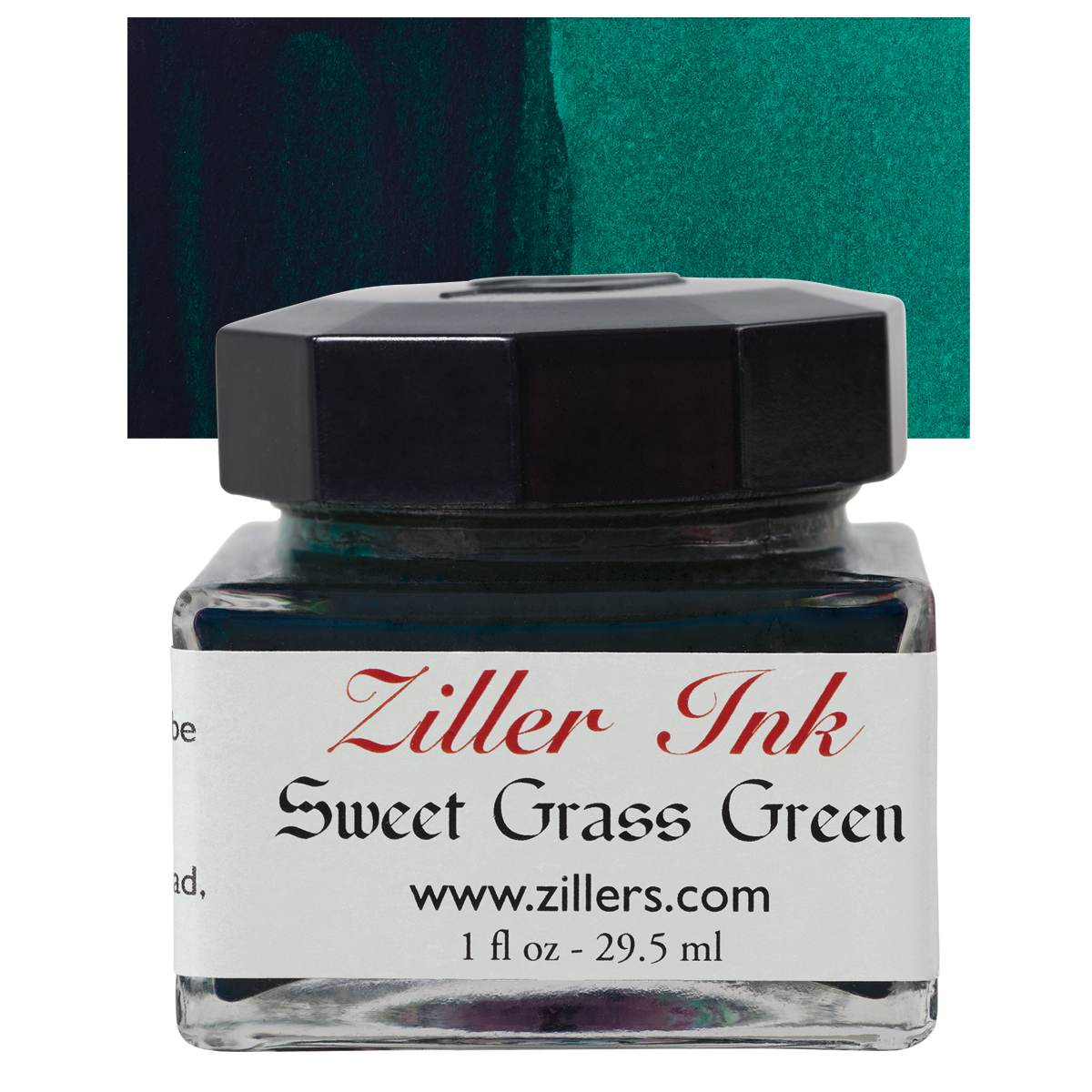 Ziller Ink - Sweet Grass Green, 1 oz bottle and swatch