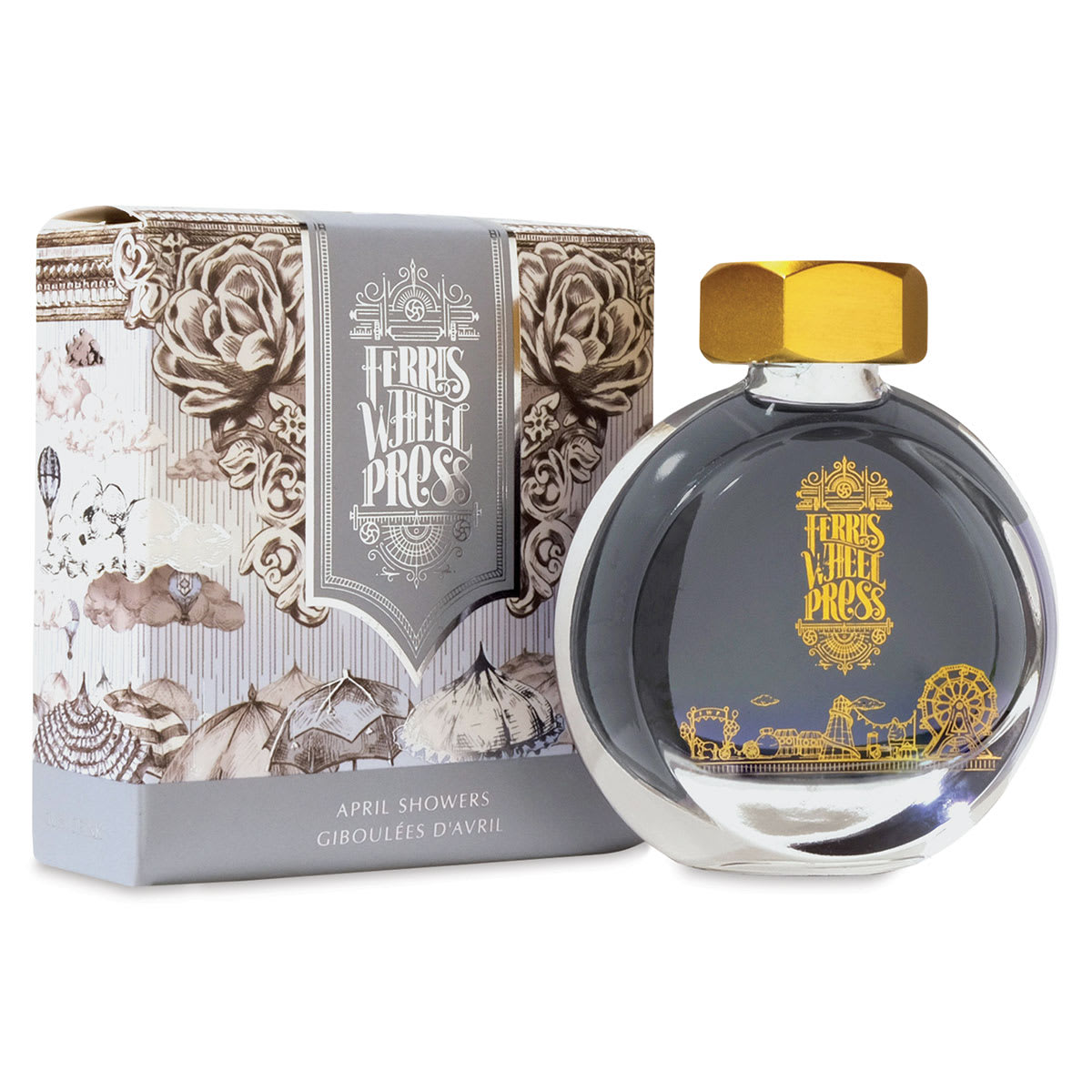 Ferris Wheel Press Fountain Pen Ink - April Showers, 38 ml (bottle of ink and box)