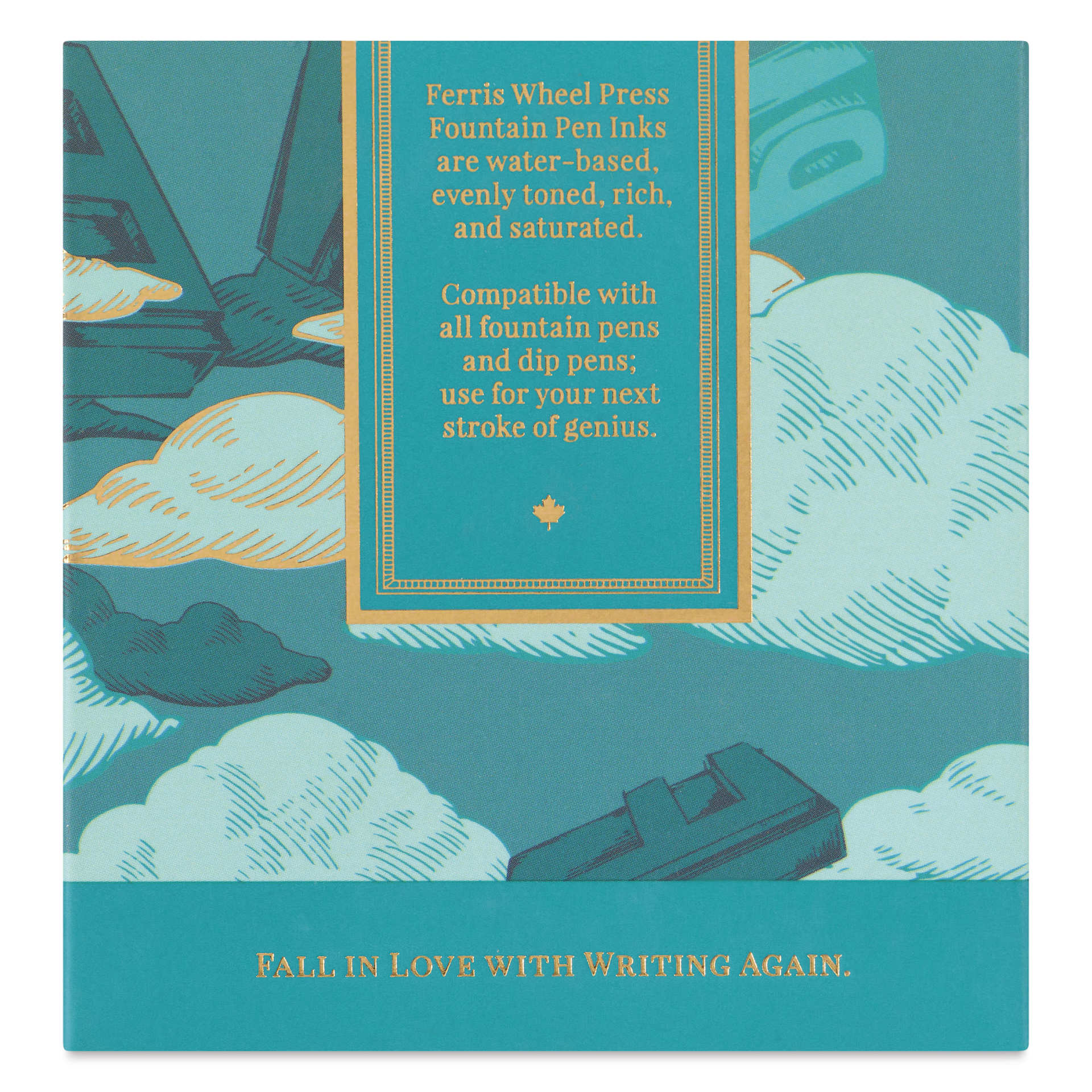 Ferris Wheel Press Fountain Pen Ink - Bluegrass Velvet, 38 ml, back of the packaging