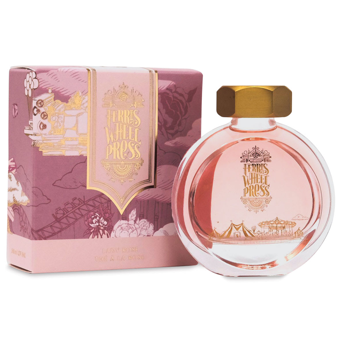 Ferris Wheel Press Fountain Pen Ink - Lady Rose, 38 ml (bottle of ink and box)