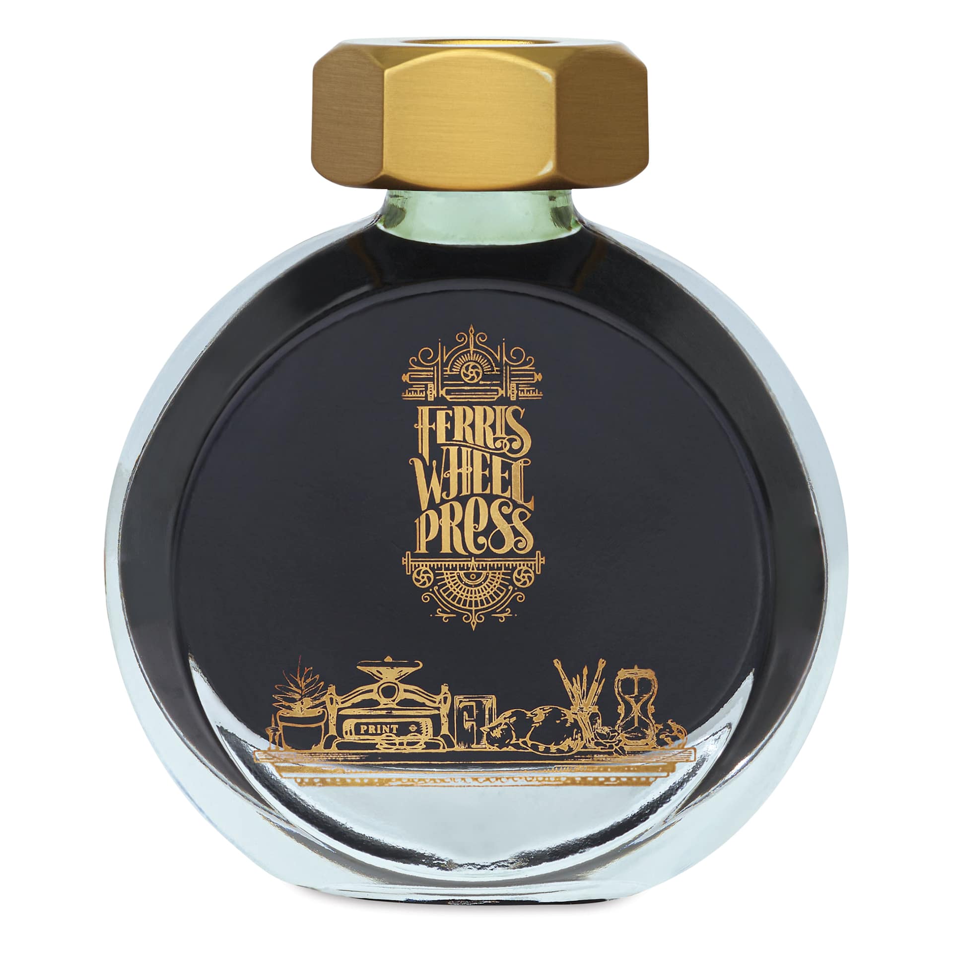Ferris Wheel Press Fountain Pen Ink - Moss Park Green, 38 ml, front of the bottle