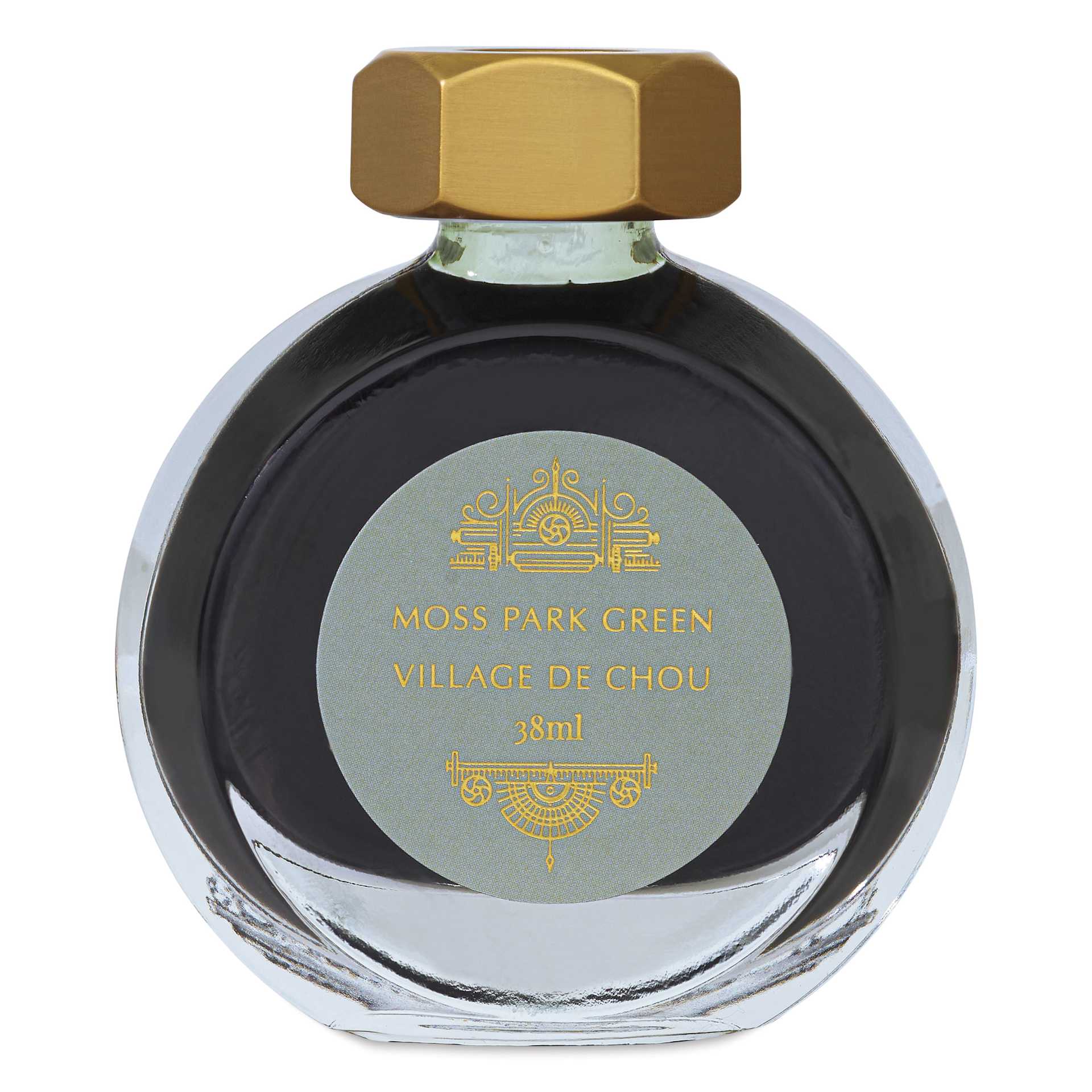Ferris Wheel Press Fountain Pen Ink - Moss Park Green, 38 ml, back of the bottle