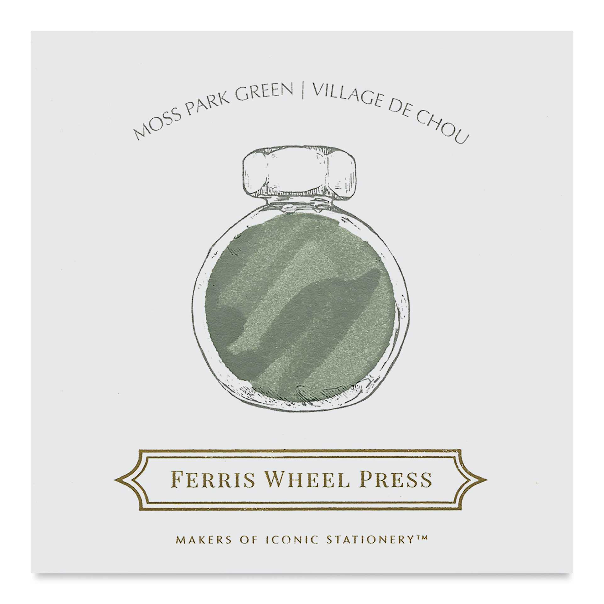 Ferris Wheel Press Fountain Pen Ink - Moss Park Green, 38 ml, swatch card