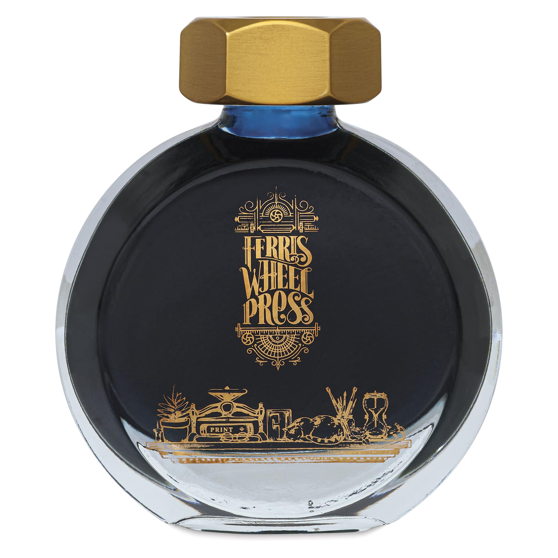 Ferris Wheel Press Fountain Pen Ink - Stroke of Midnight, 38 ml, front of the bottle