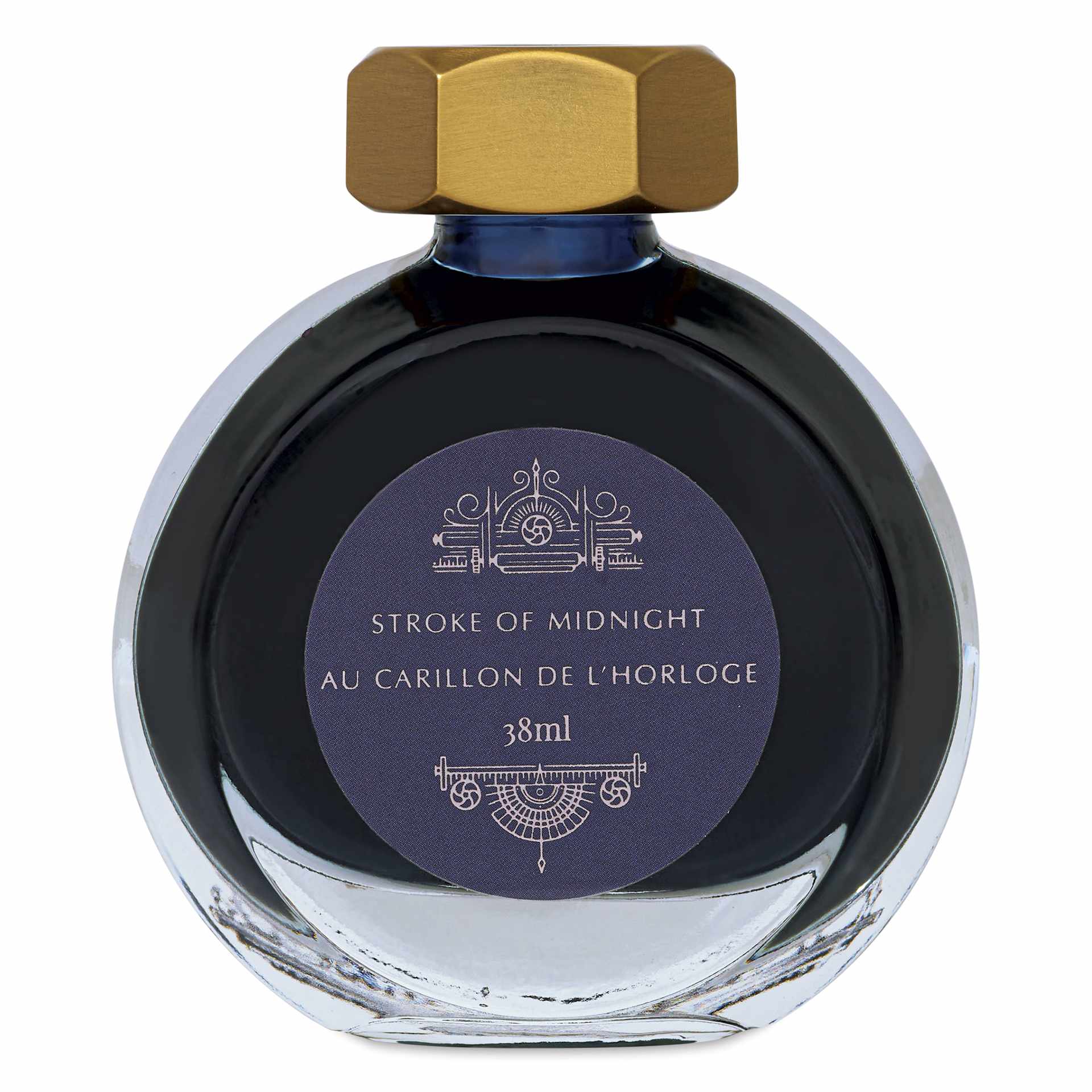 Ferris Wheel Press Fountain Pen Ink - Stroke of Midnight, 38 ml, back of the bottle
