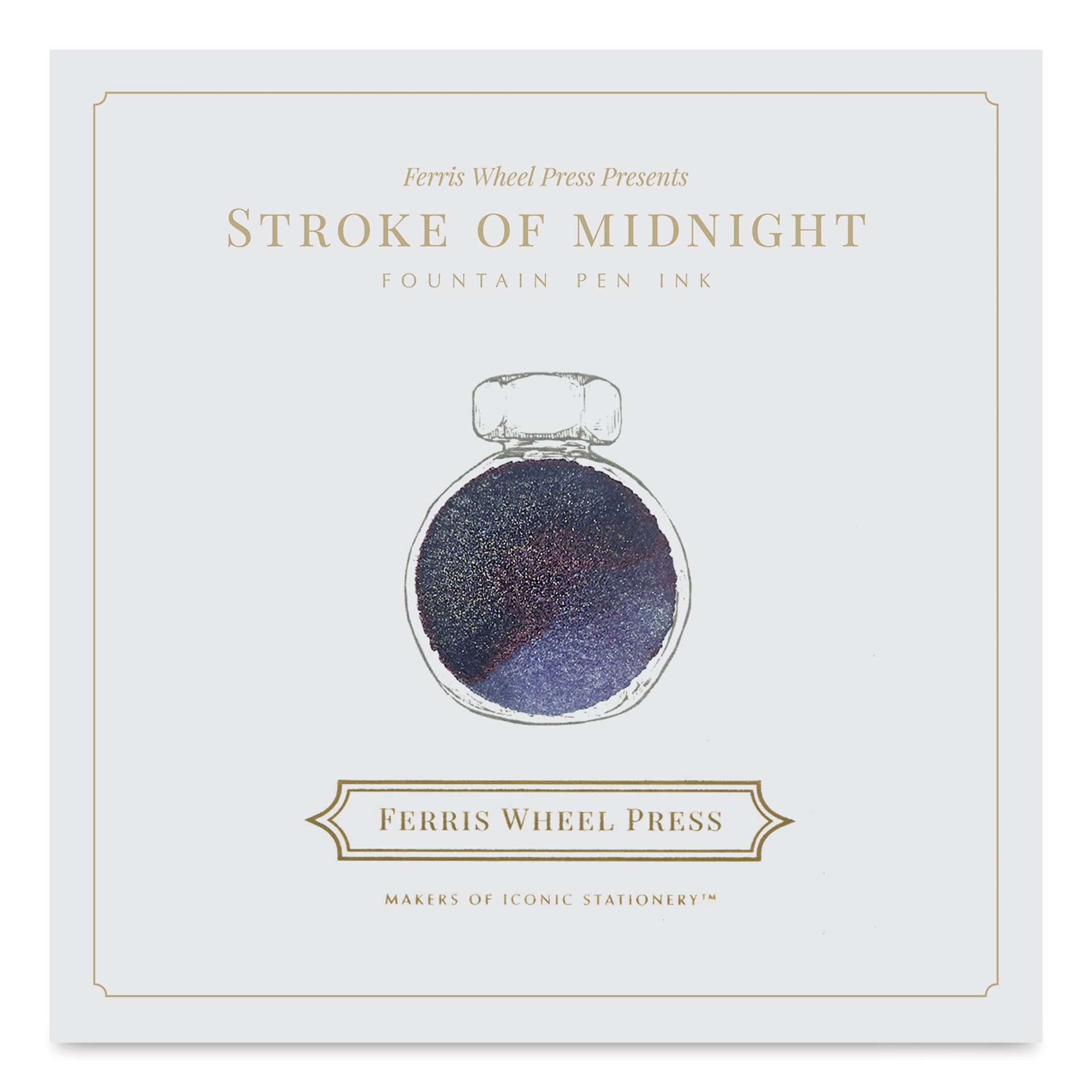 Ferris Wheel Press Fountain Pen Ink - Stroke of Midnight, 38 ml, swatch card