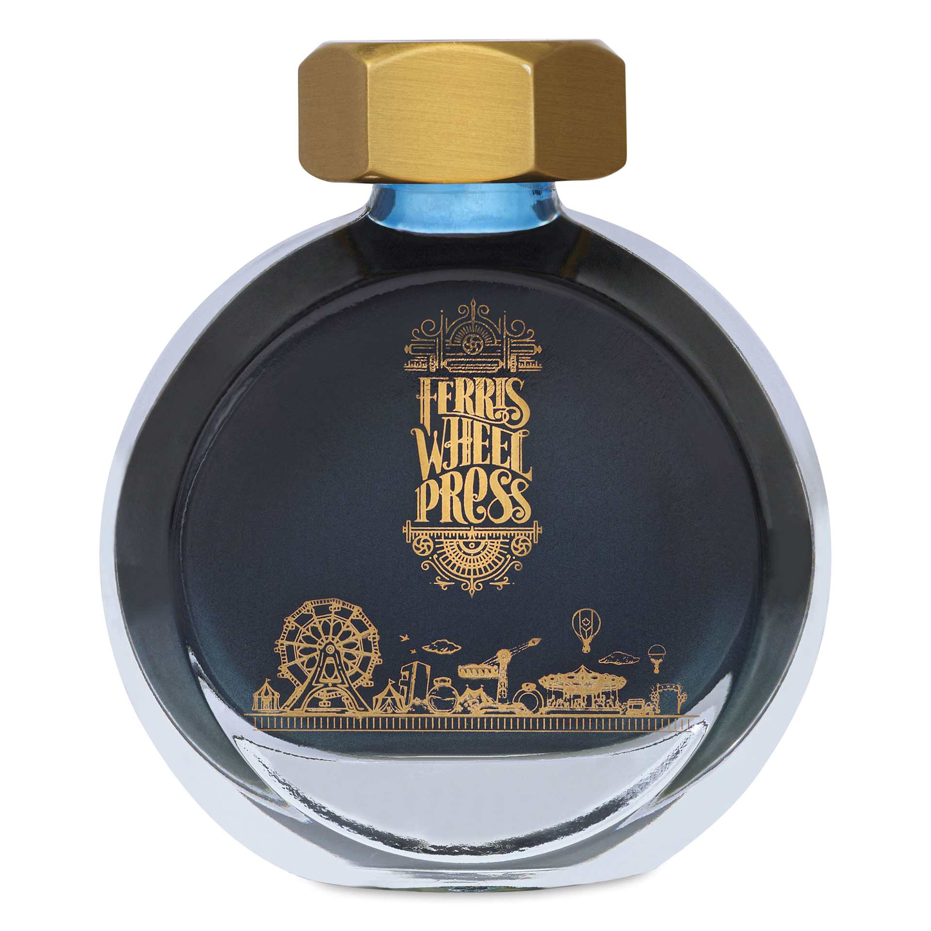 Ferris Wheel Press Fountain Pen Ink - Bathurst Blue Denim, 38 ml, front of the bottle