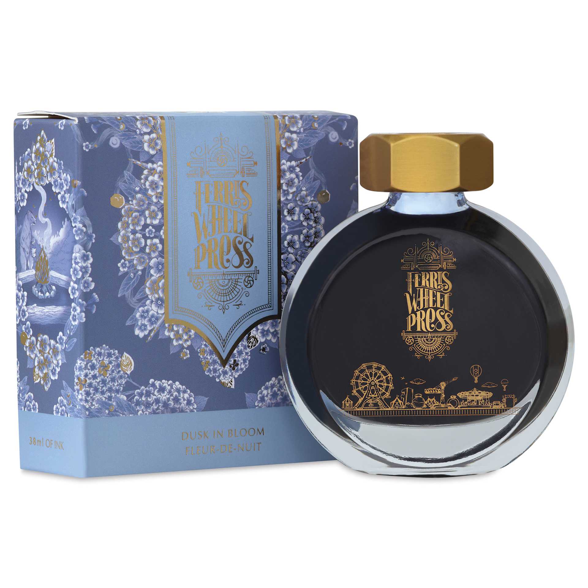 Ferris Wheel Press Fountain Pen Ink - Dusk In Bloom, 38 ml, packaging and bottle