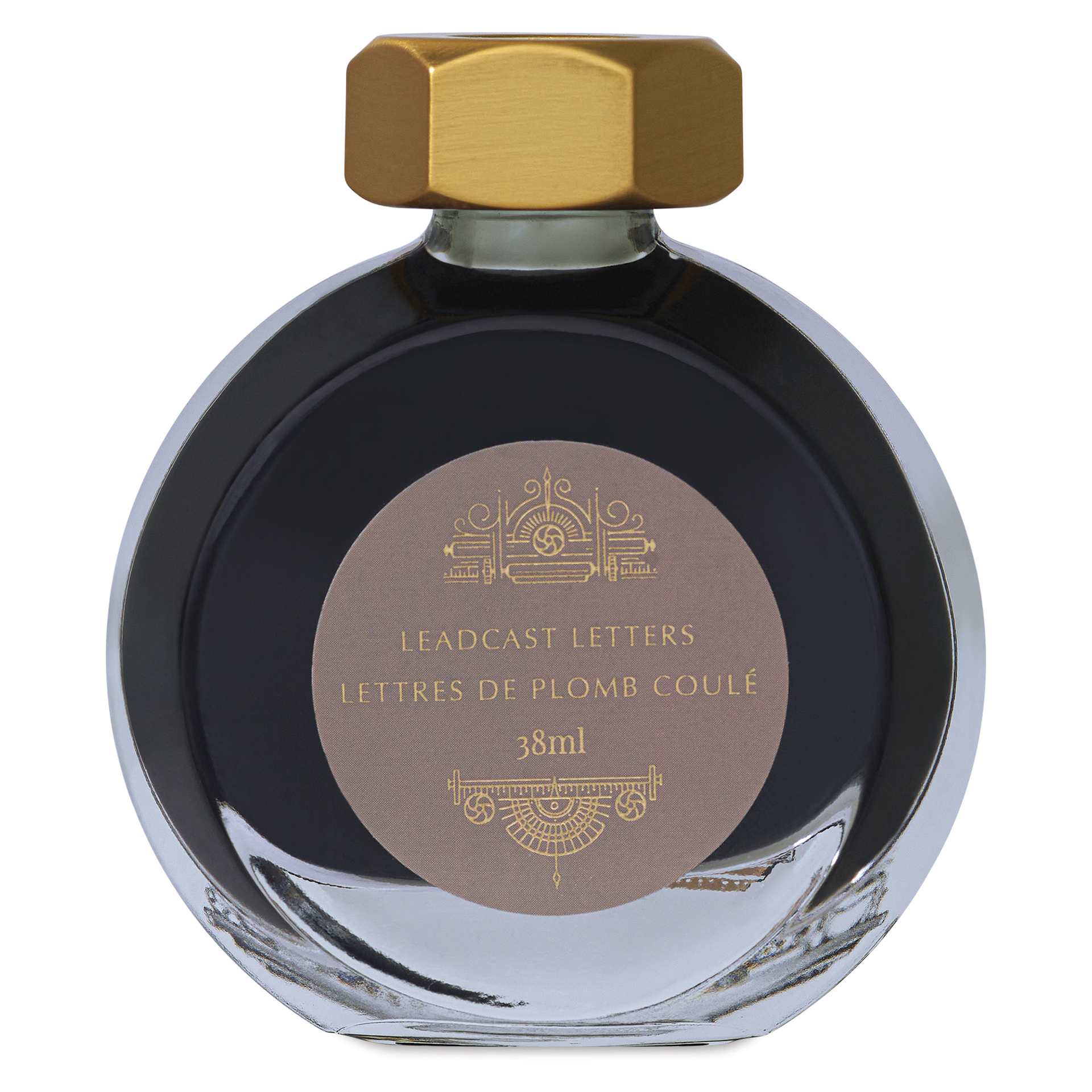 Ferris Wheel Press Fountain Pen Ink - Leadcast Letters, 38 ml, back of the bottle