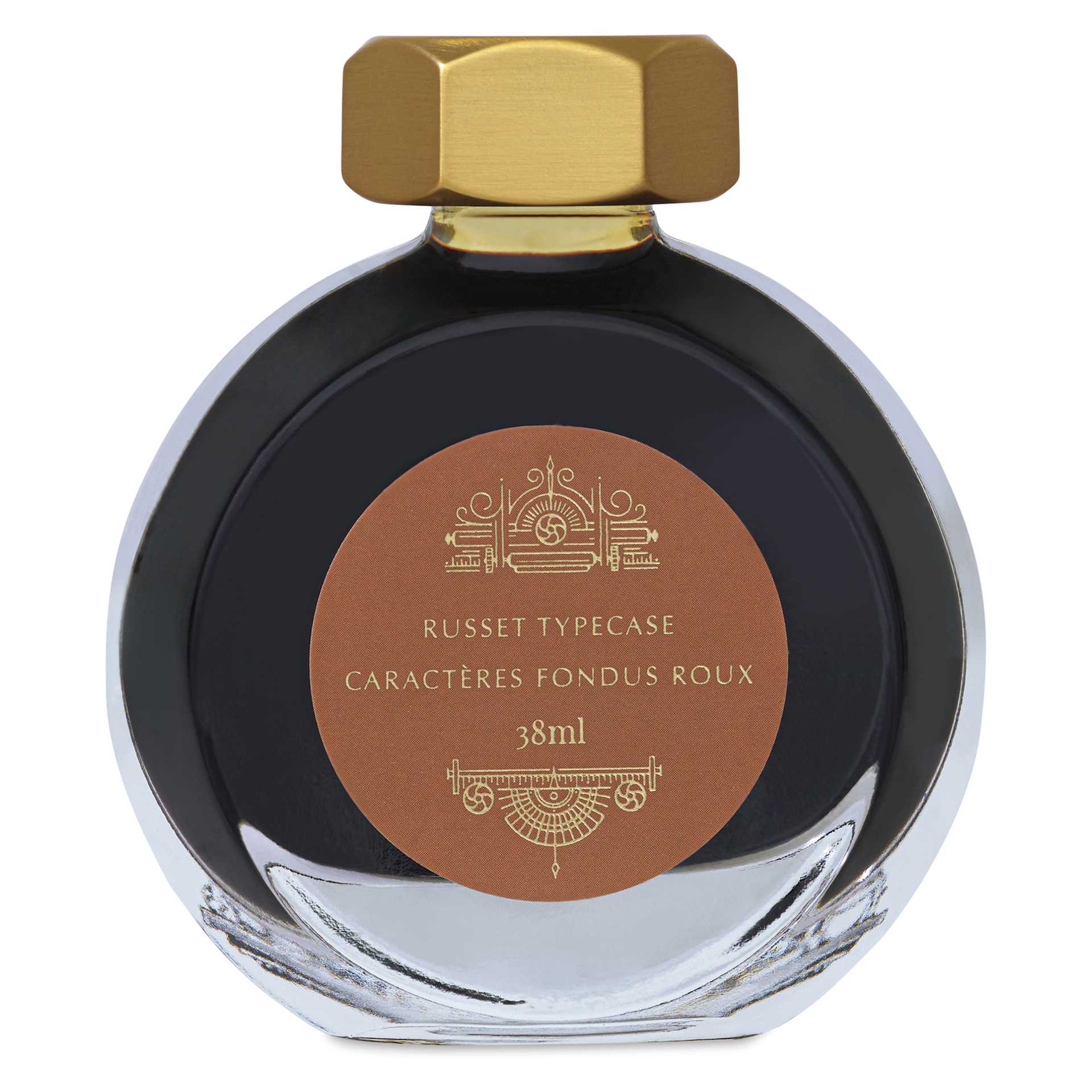 Ferris Wheel Press Fountain Pen Ink - Russet Typecase, 38 ml, back of the packaging